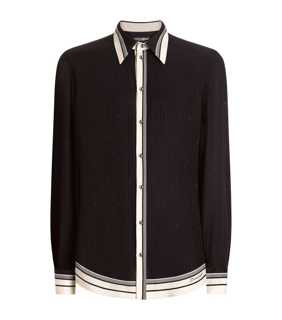 Dolce&Gabbana Mens Silk Jacquard Shirt Righe F.nero Image 1