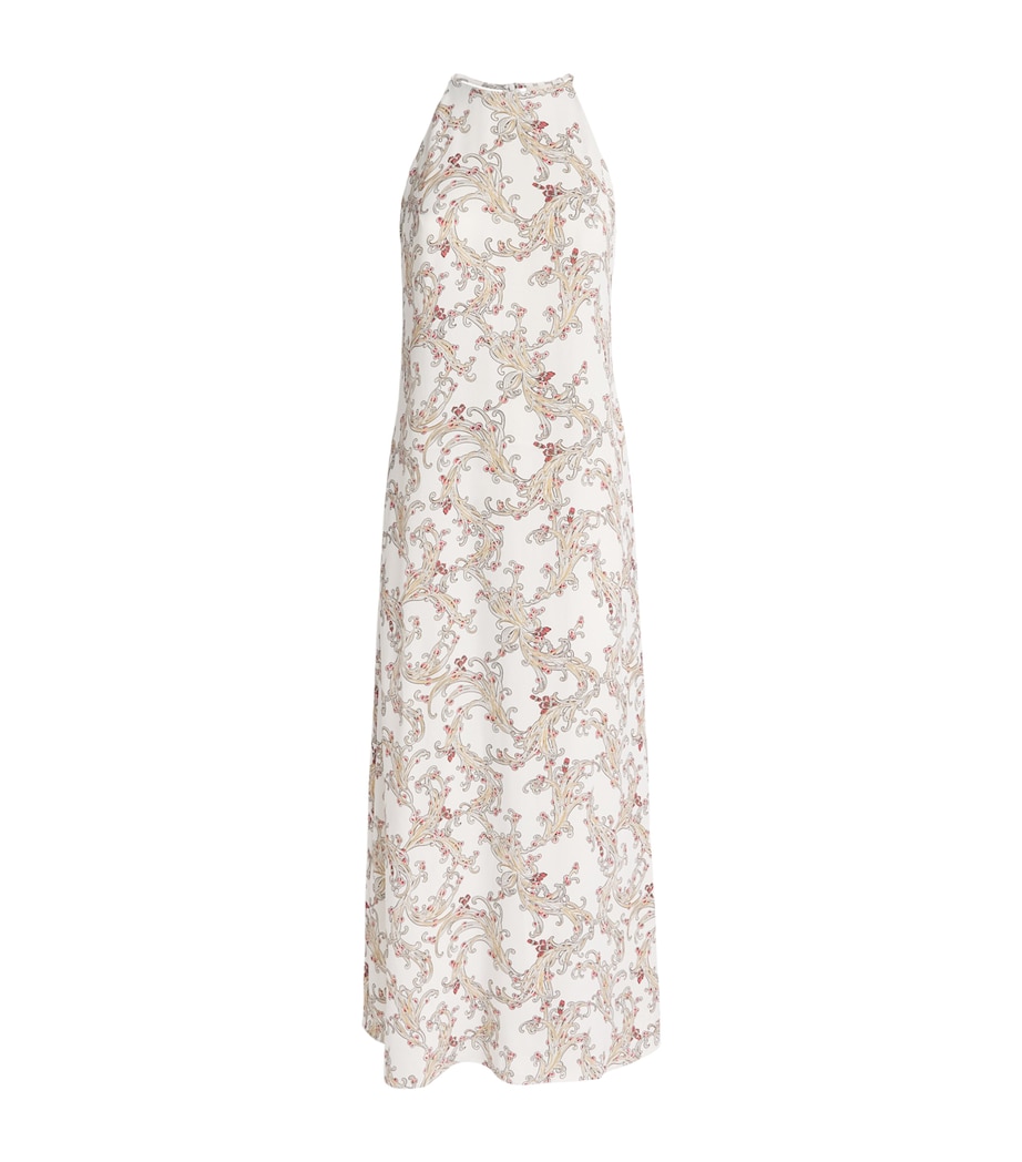 ME+EM Womens Crepe Halterneck Maxi Dress Light Cream/multi Image 1