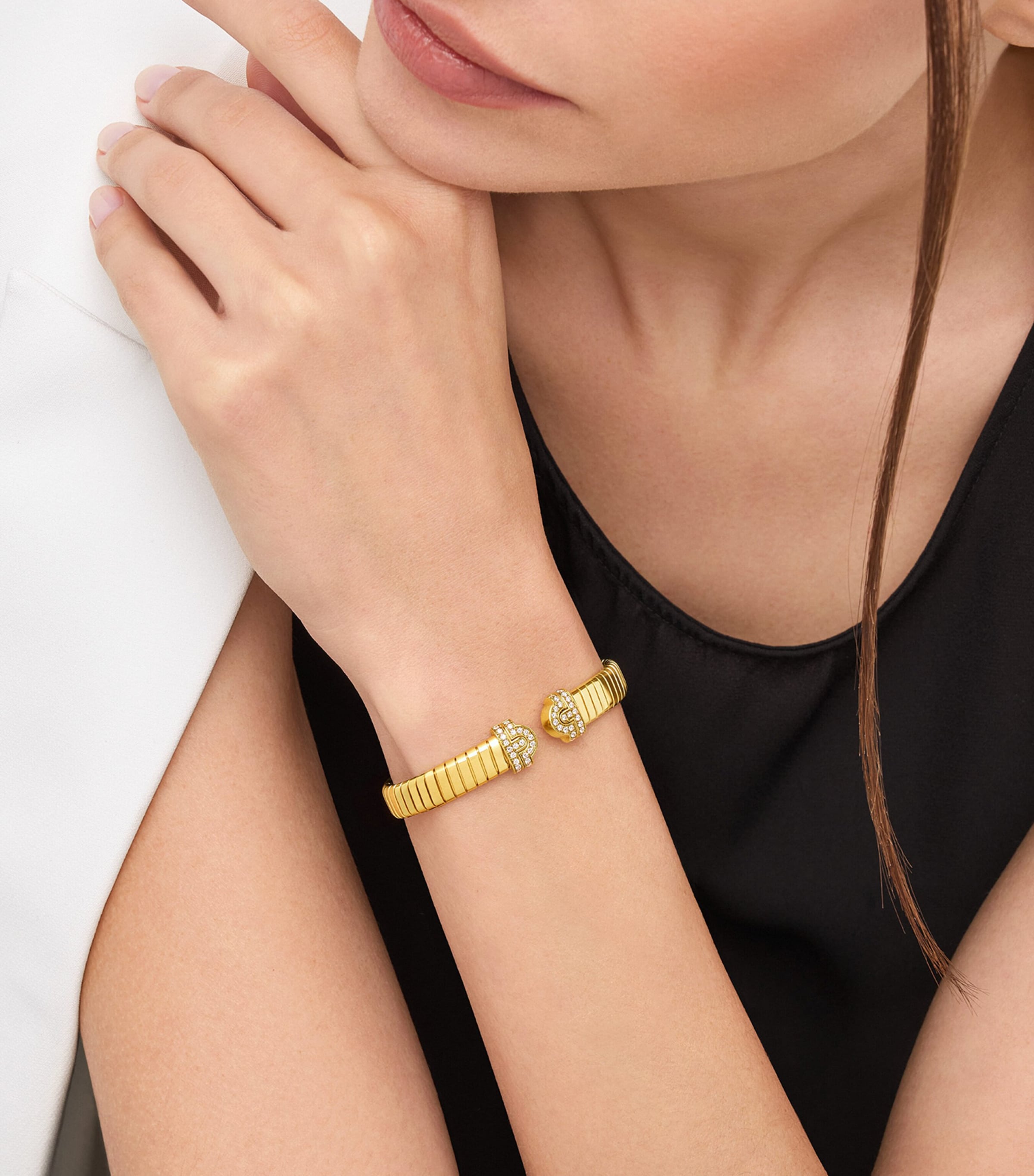 Yellow Gold and Diamond Tubogas Bangle YELLOW GOLD Image 2