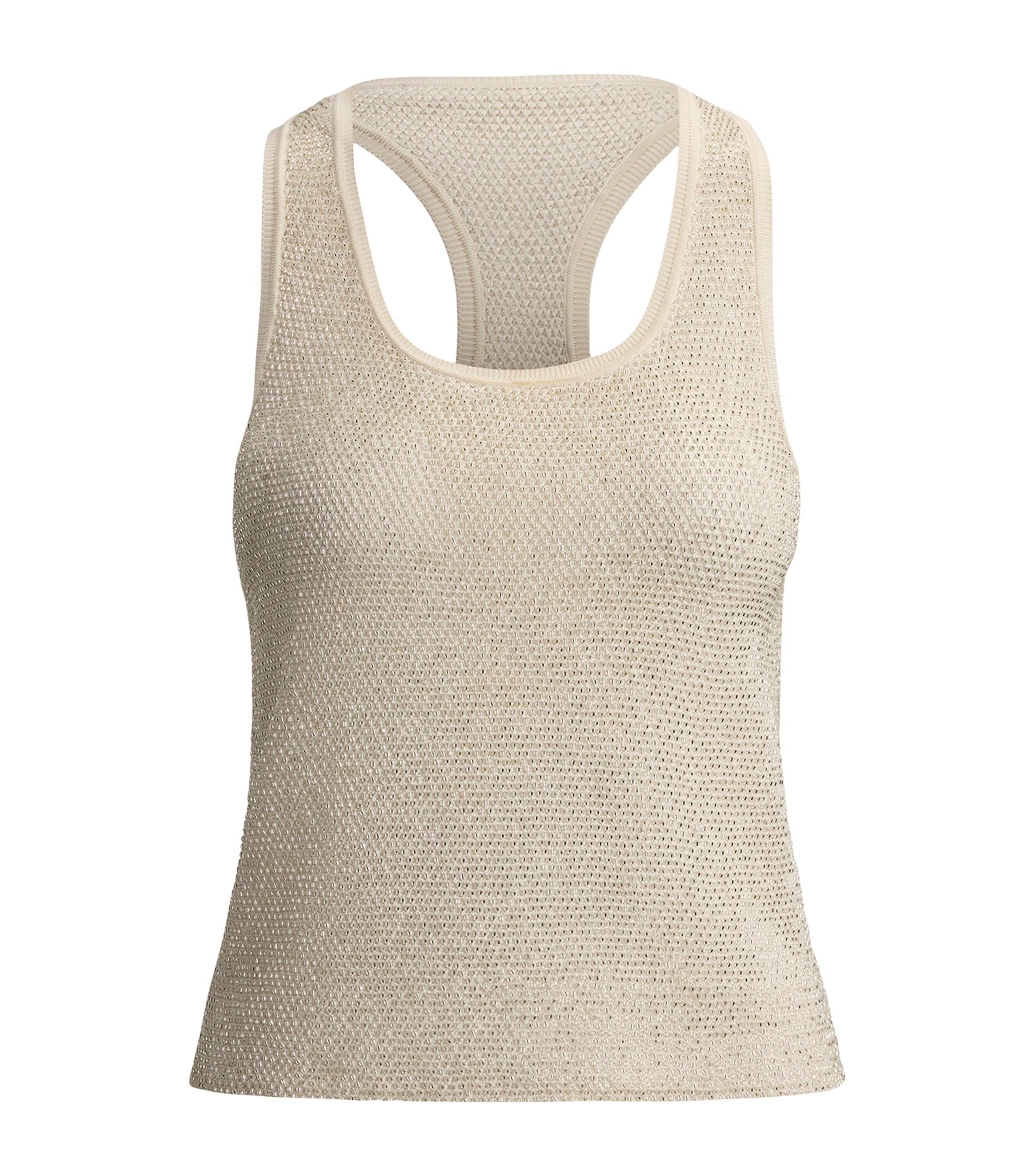 Ralph Lauren Collection Womens Mulberry Silk Embellished Tank Top Natural Image 1