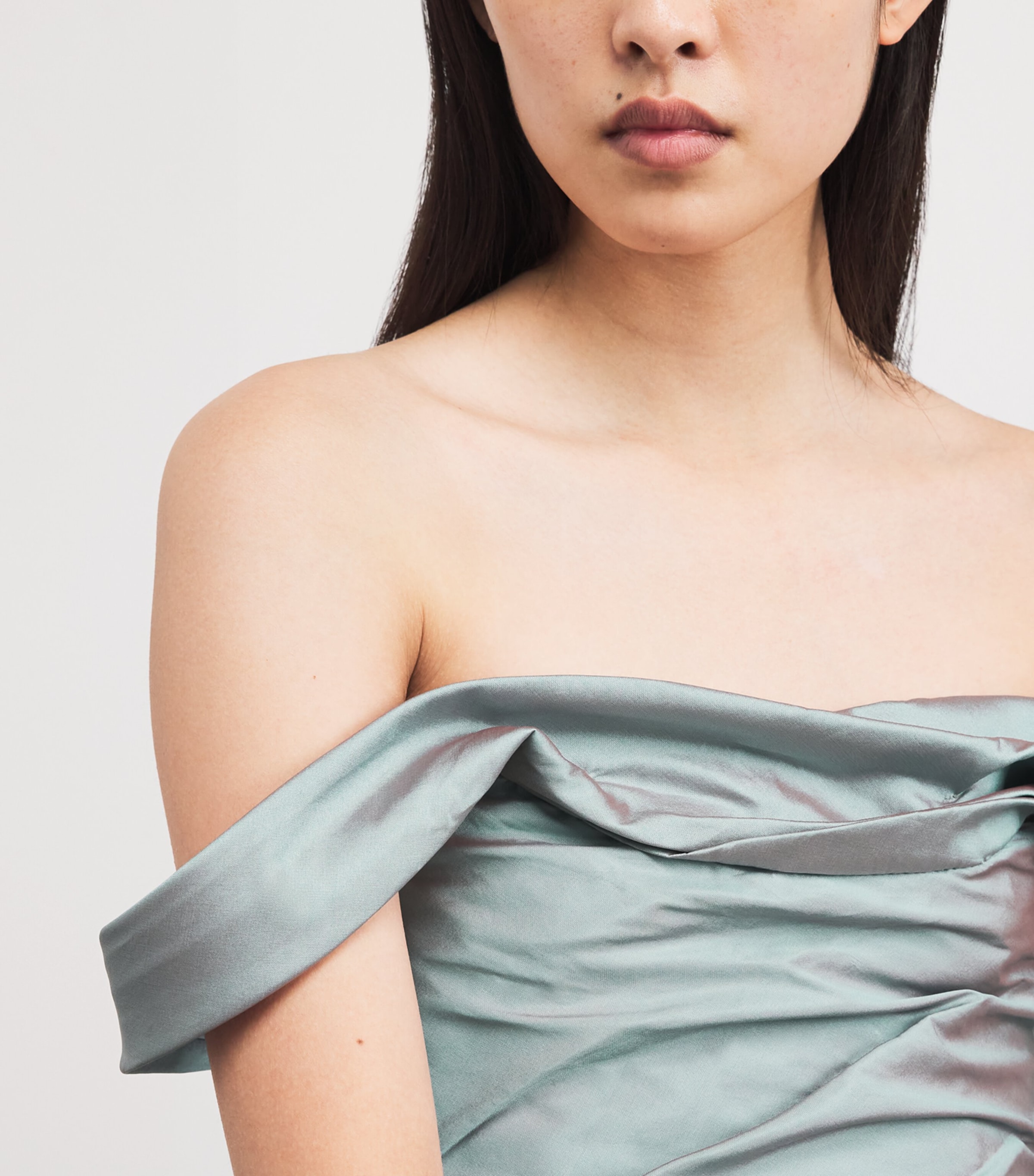 Taffeta Asymmetric Loudres Gown T1094 3D BLUE Image 4