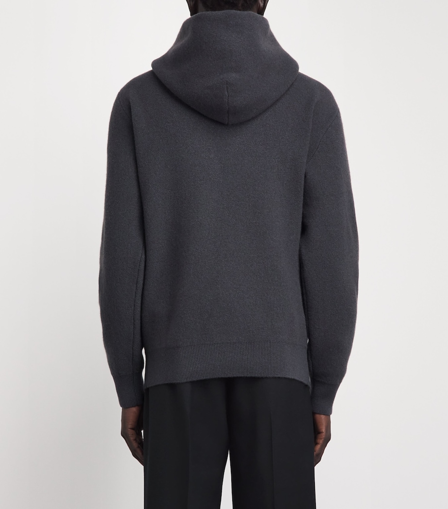 Lemaire Mens Stretch-Cashmere Oversized Hoodie Stone Image 5