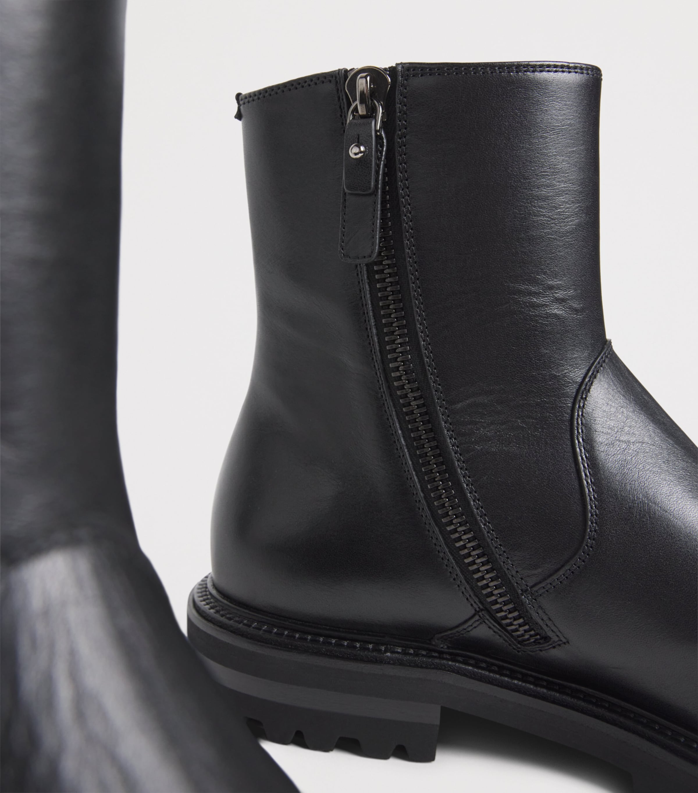 Giorgio Armani Black Leather Zip Ankle Boots | Harrods FR