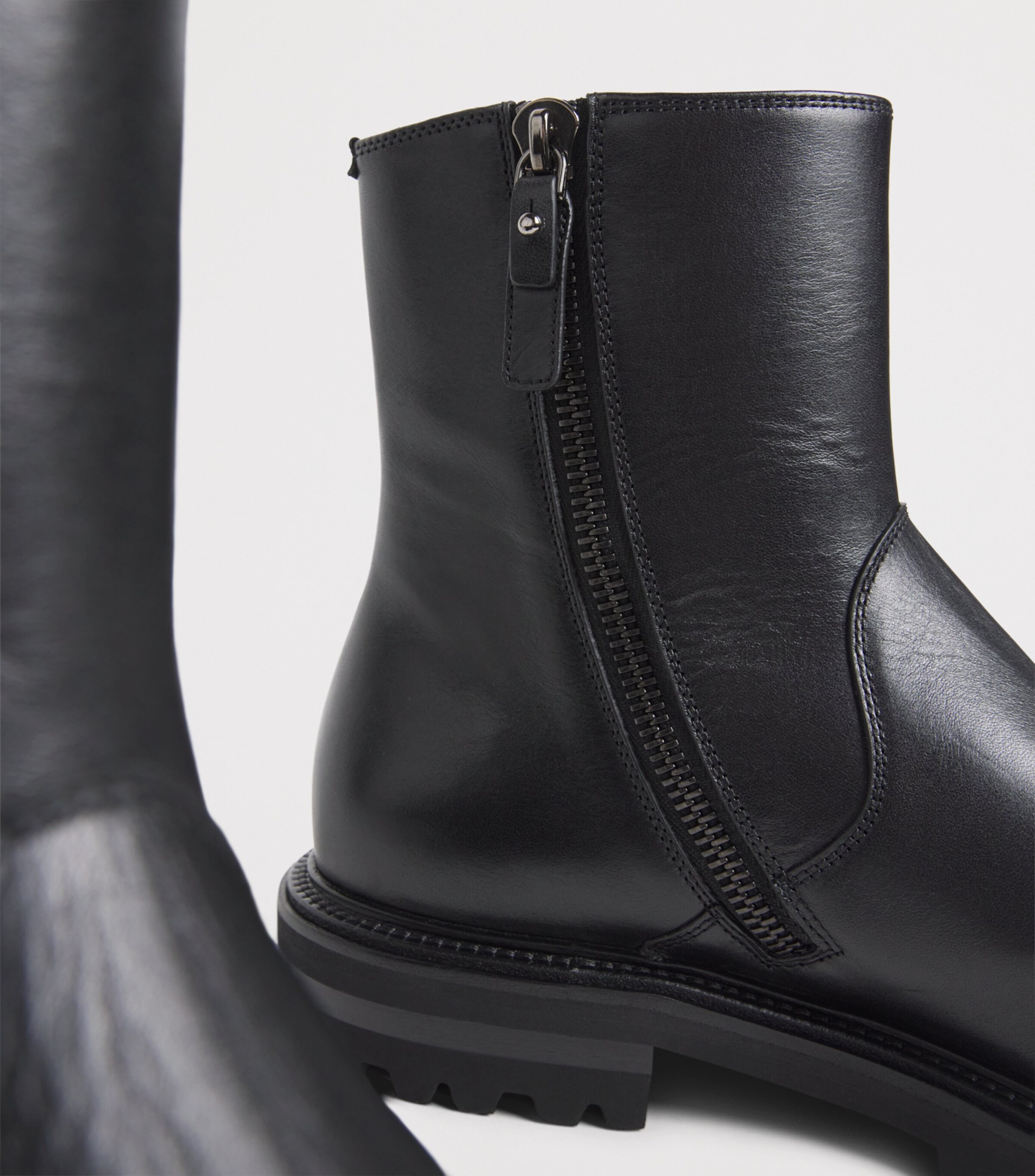 Giorgio Armani Black Leather Zip Ankle Boots | Harrods US