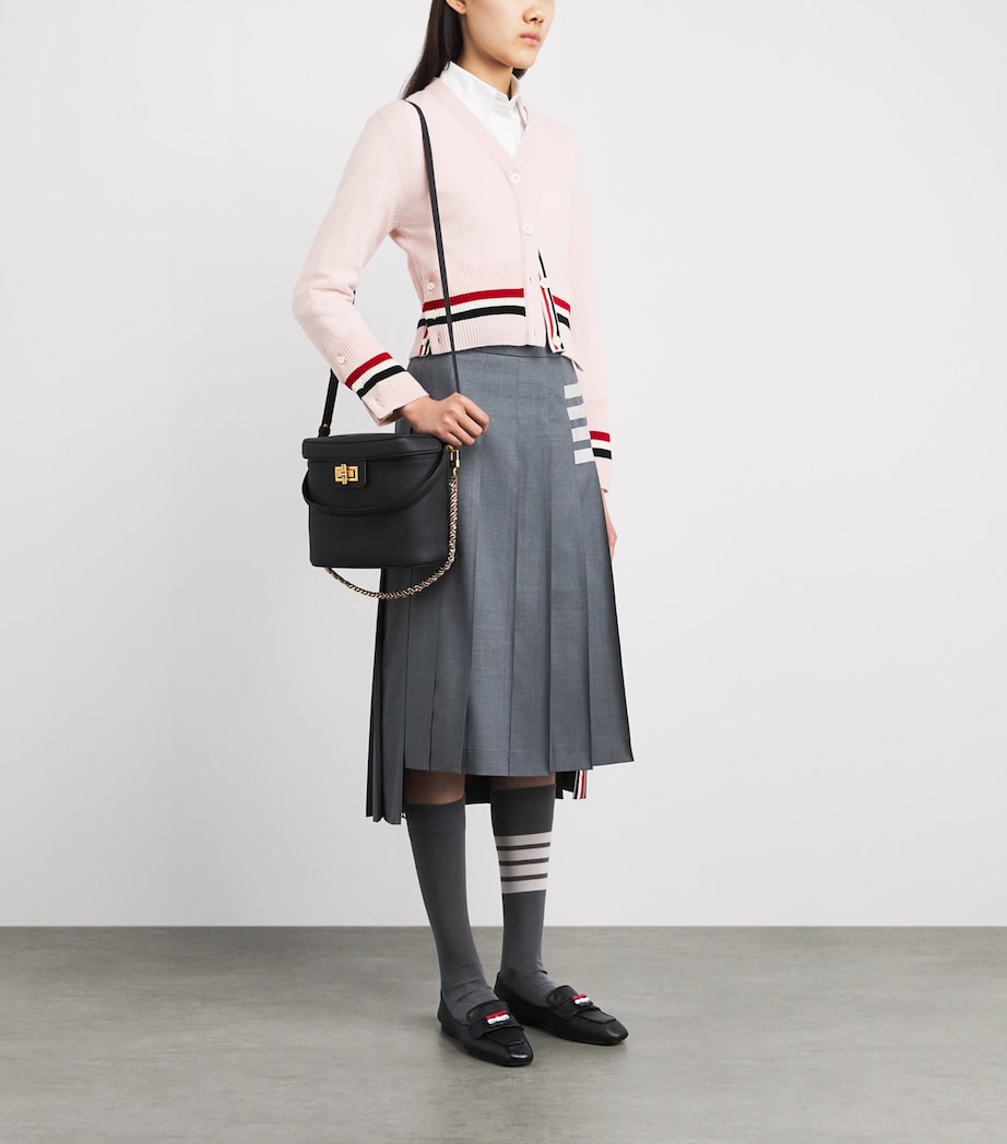 Thom Browne Womens Cashmere V-Neck Cardigan Light Pink Image 2