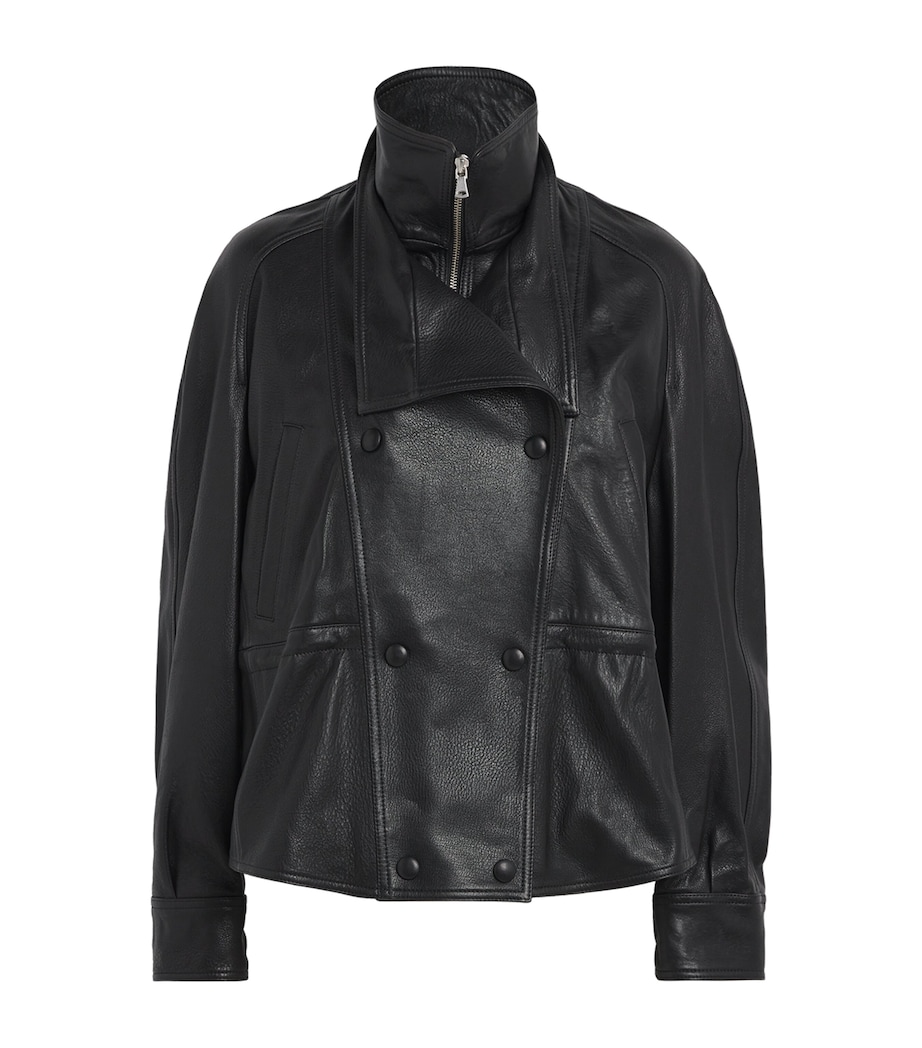 Leather Thalia Bomber Jacket BLACK Image 1