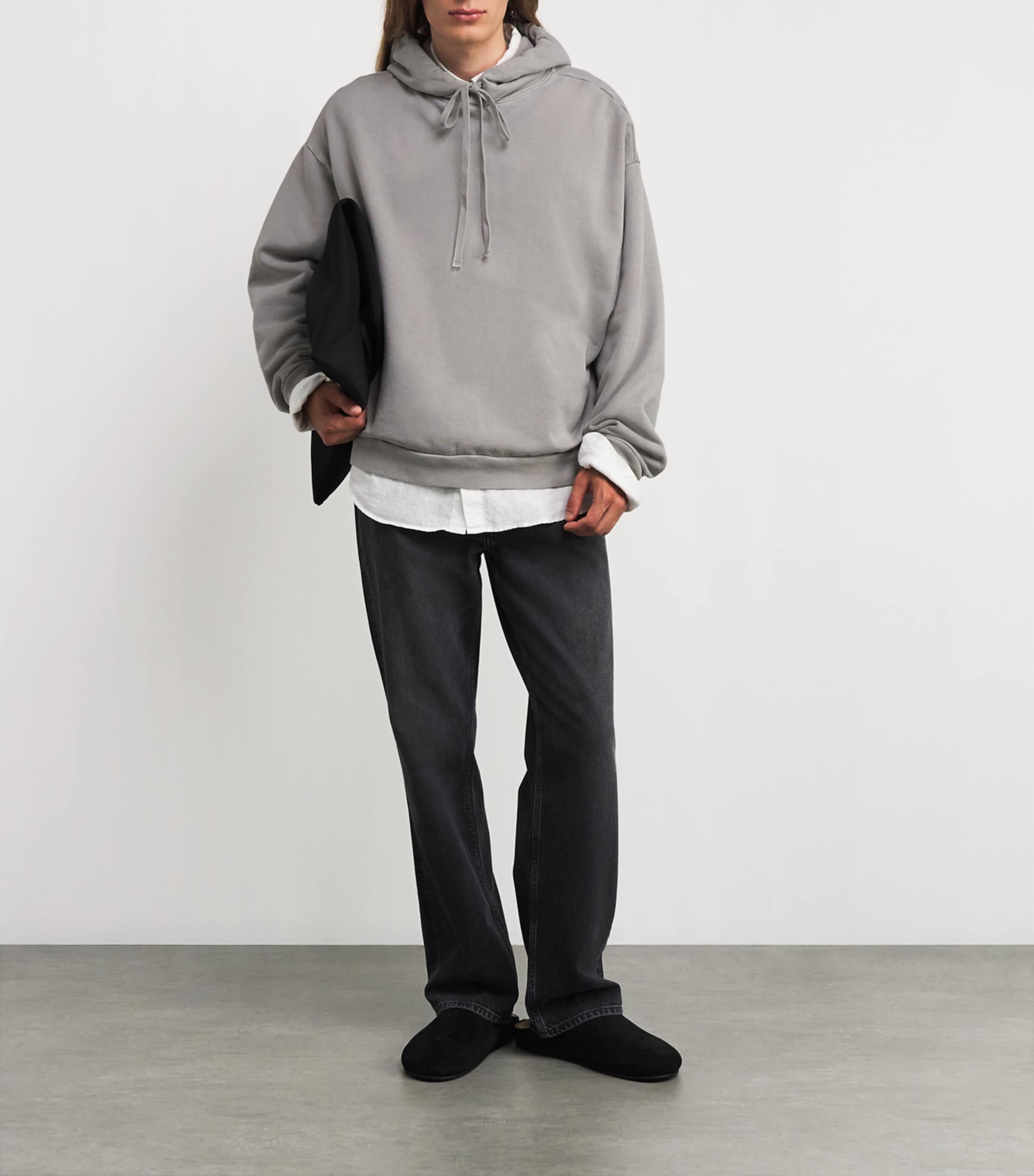 AGOLDE Mens Cotton Salford Hoodie Refect Greyish Taupe Image 2