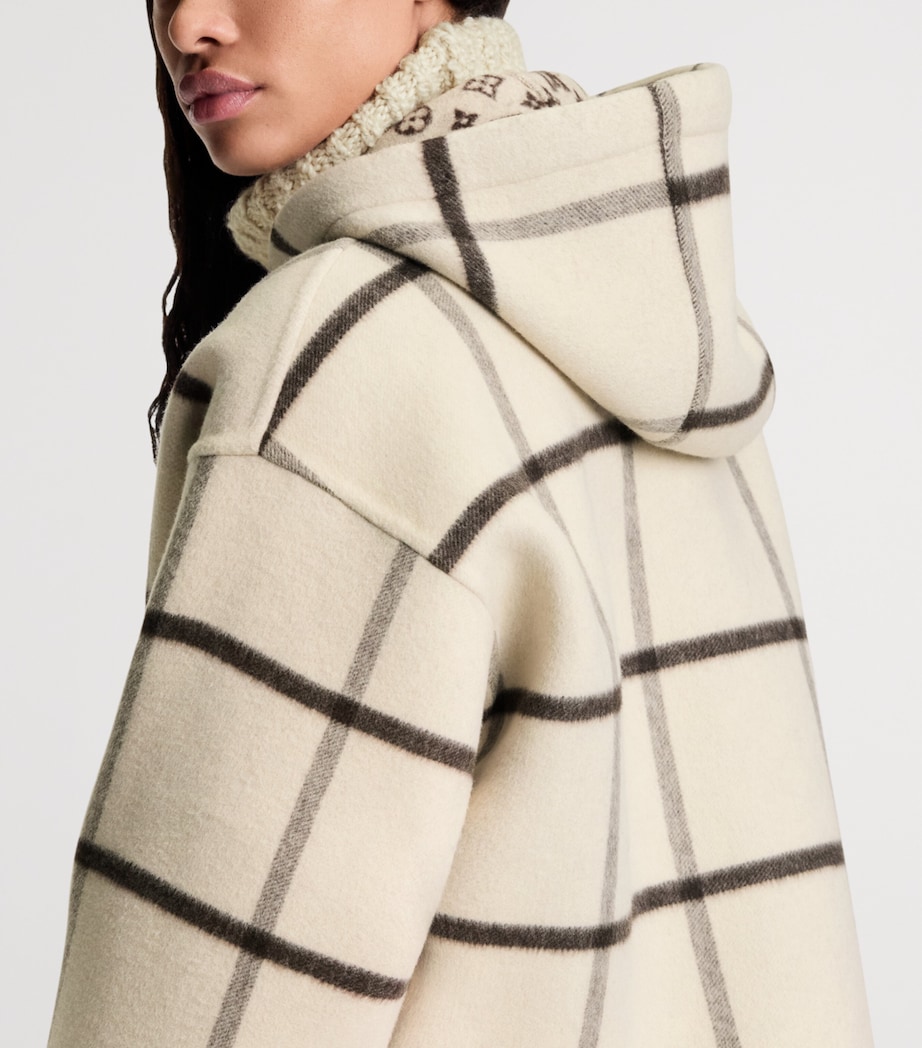 Wool-Blend Check Zip-Up Hoodie BEIGE Image 6