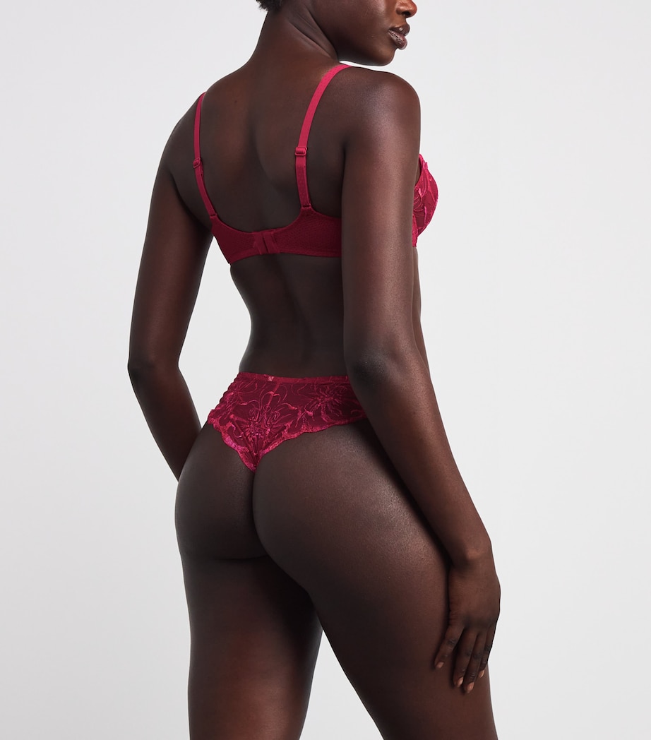 Embroidered Fleurs Balconette Bra B01 CANDY APPLE Image 3