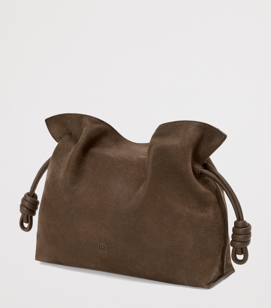 Medium Suede Flamenco Clutch Bag TUNDRA Image 3