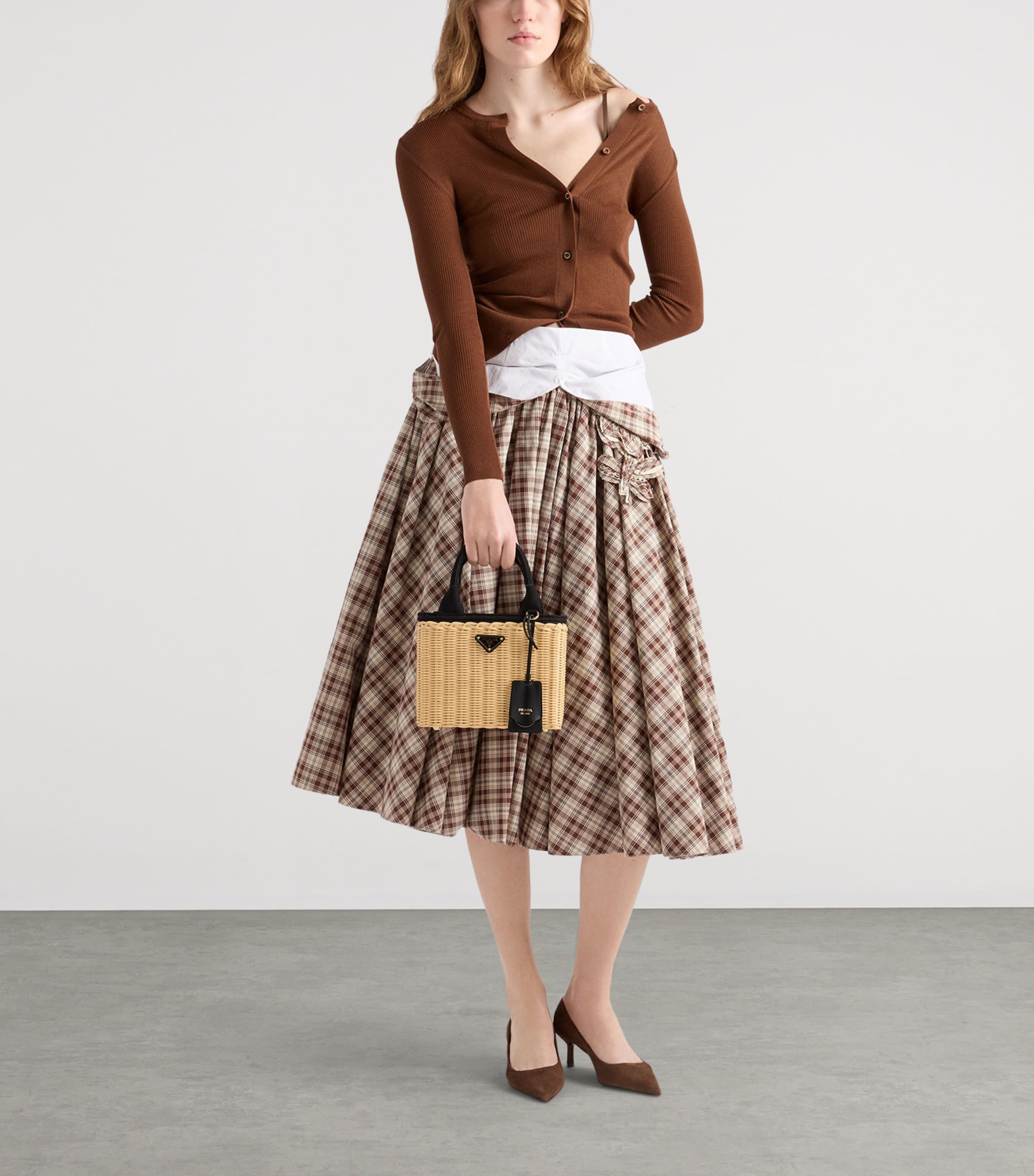 Prada Small Wicker Tote Bag Neutral Image 3