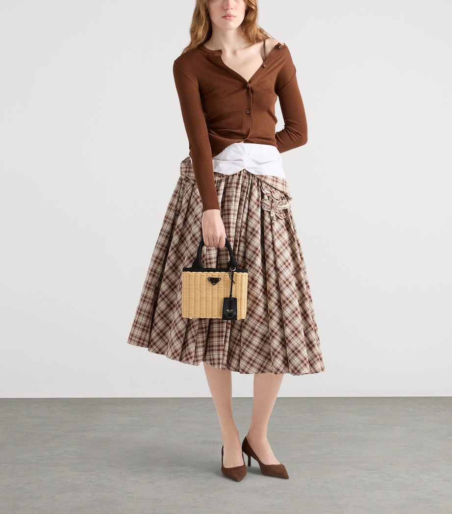 Prada Small Wicker Tote Bag Neutral Image 3