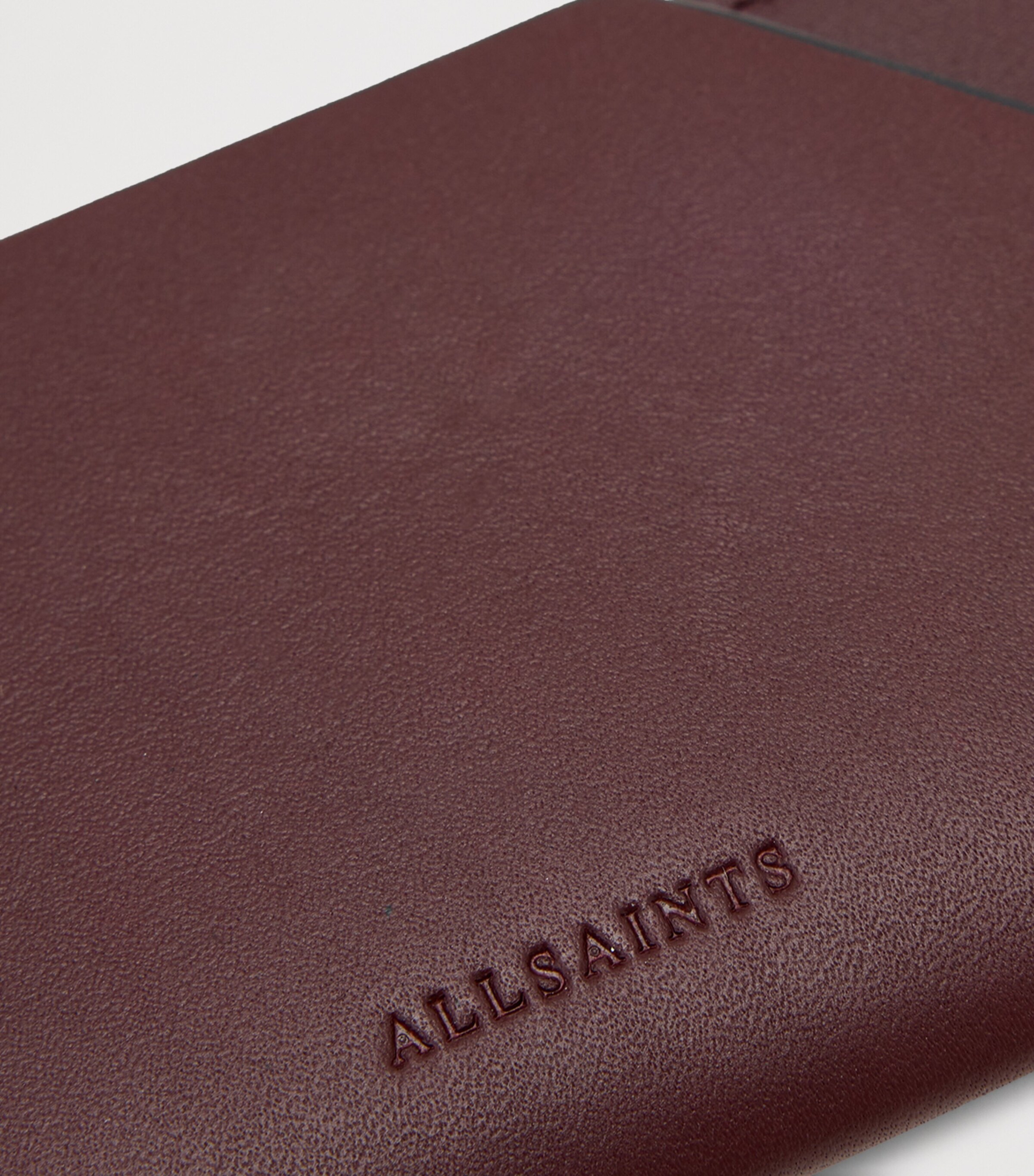 AllSaints Leather Hex Card Holder Dark Red Image 6