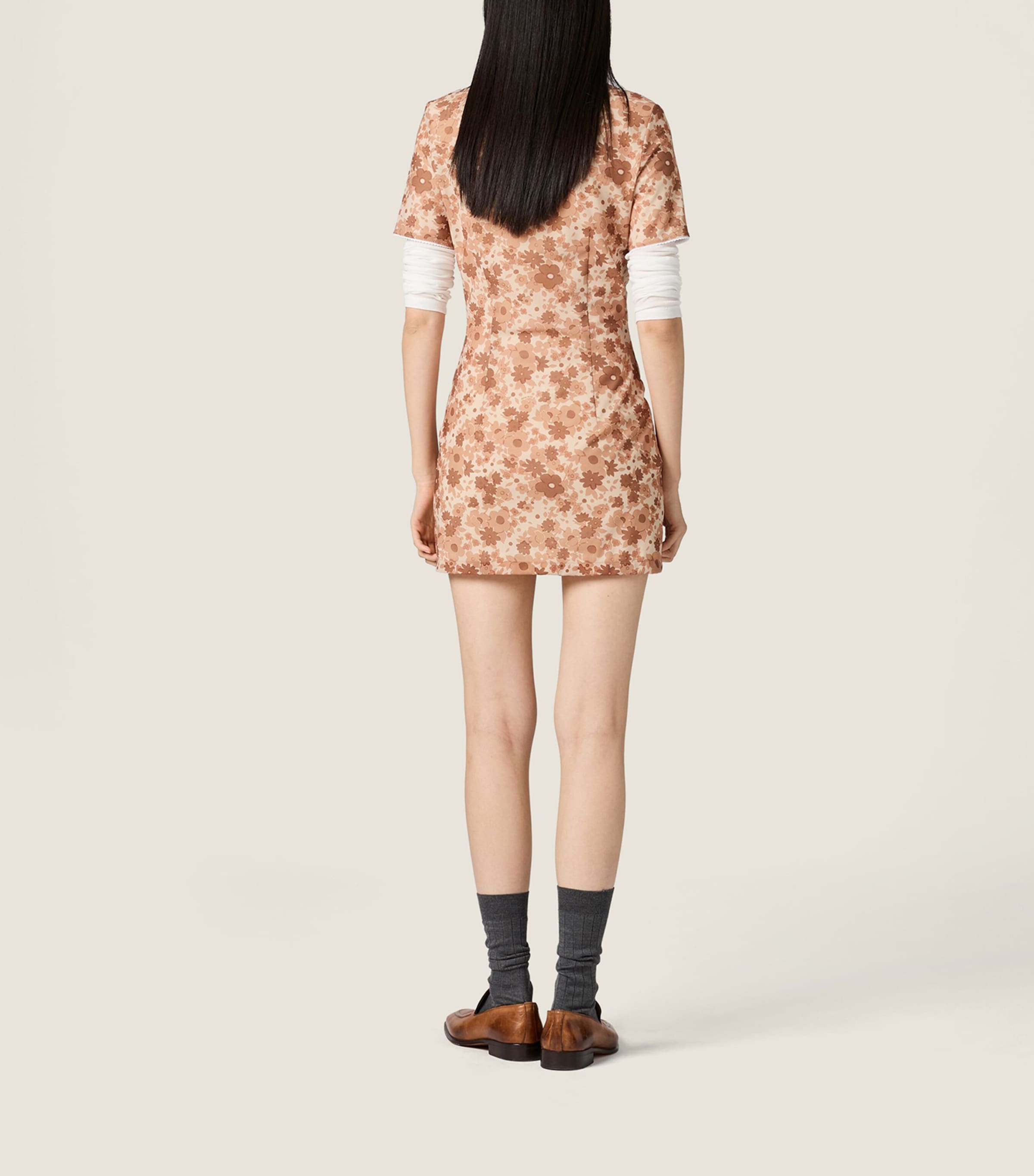 Miu Miu Womens Stretch Floral Print Mini Dress Powder Image 3