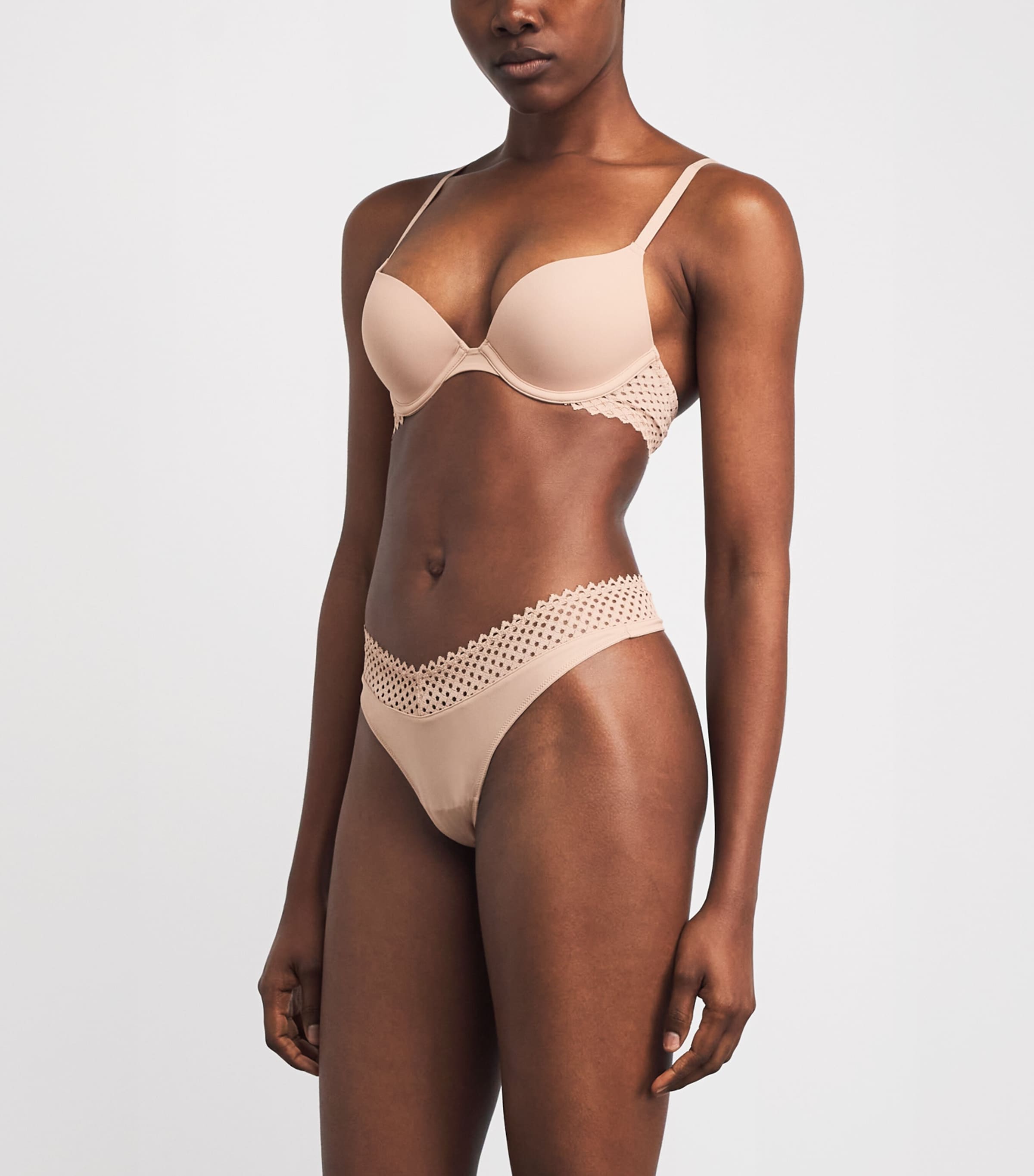Wolford Womens Romantic Net Push-Up Bra Rose Tan Image 2