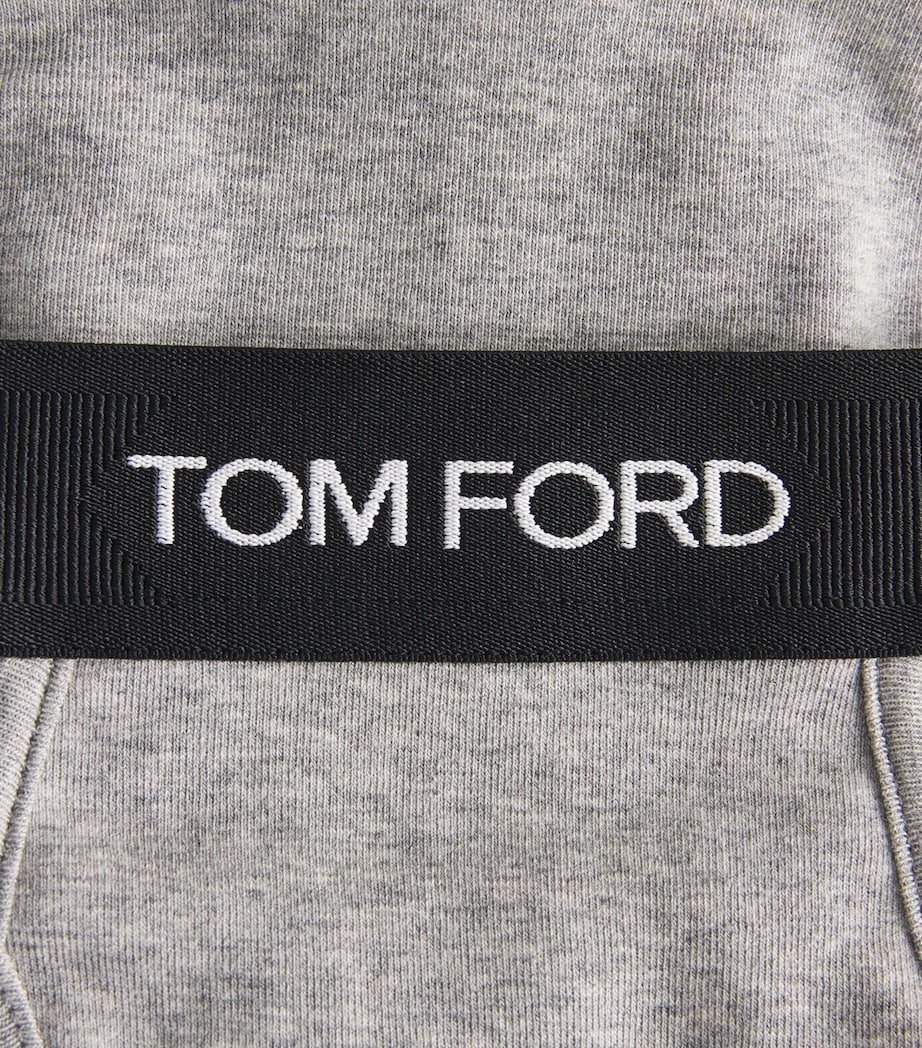 TOM FORD Mens Stretch-Cotton Logo Briefs (Pack of 2) Grey Melange Image 5