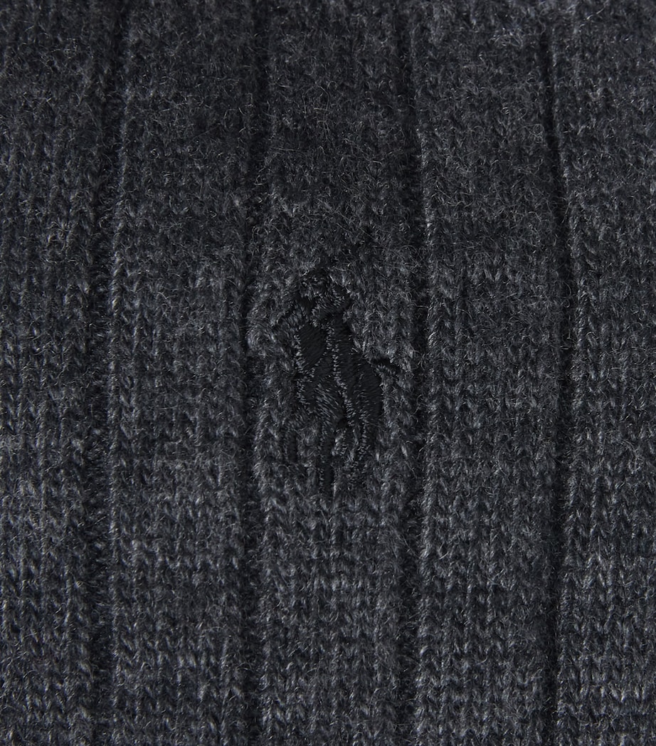 Polo Ralph Lauren Mens Wool-Blend Fair Isle Socks Dark Charcoal Image 2