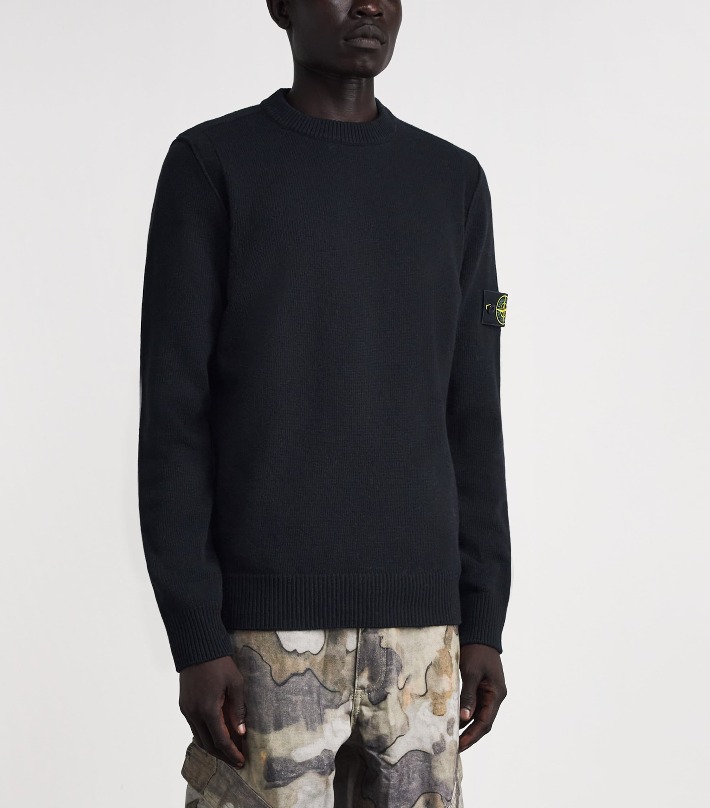 Stone Island Mens Virgin Wool-Blend Compass Sweater Image 4
