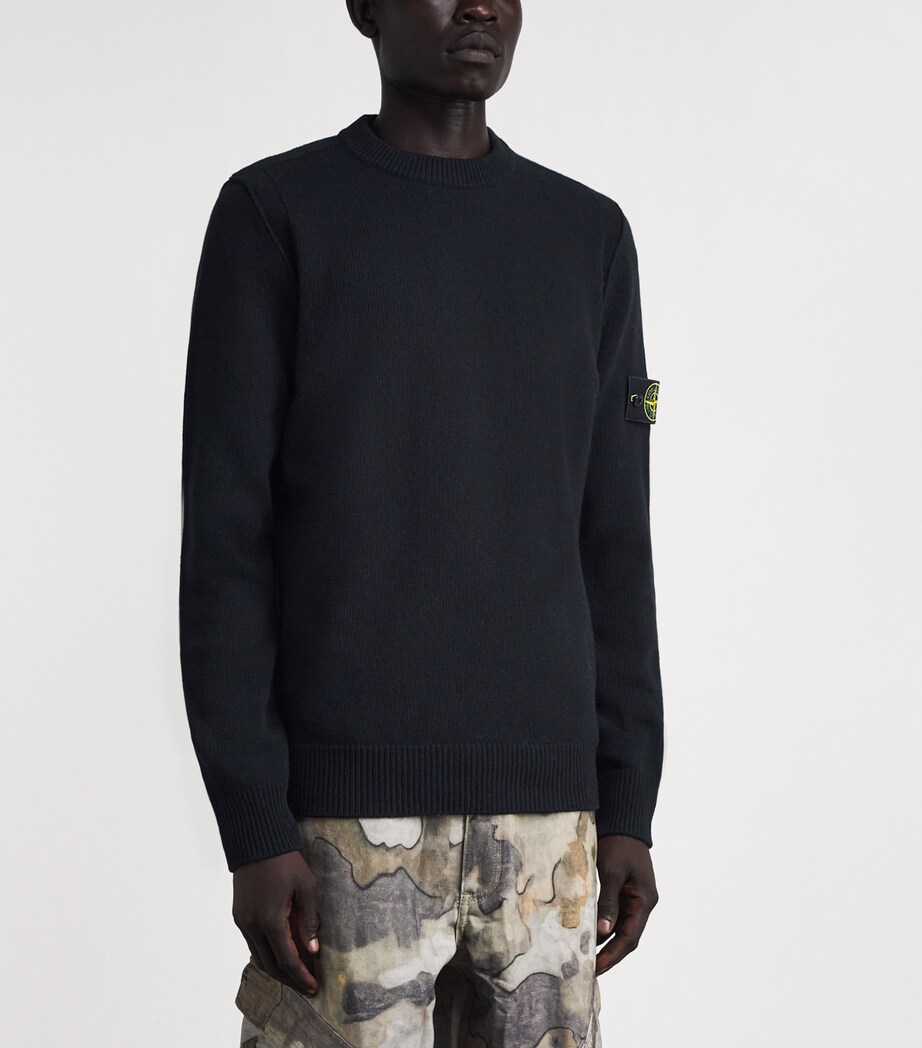 Stone Island Mens Virgin Wool-Blend Compass Sweater Image 4