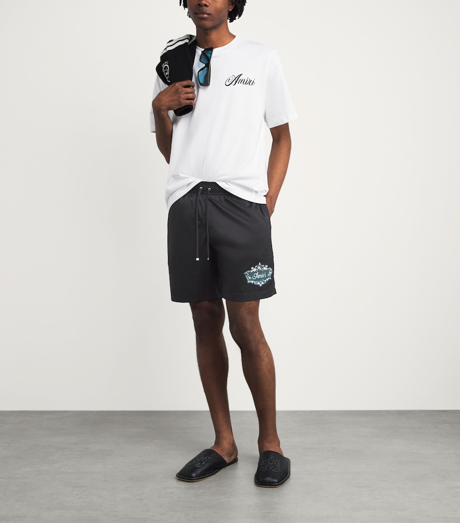 AMIRI Mens Chateau Crest Swim Shorts Black Image 4