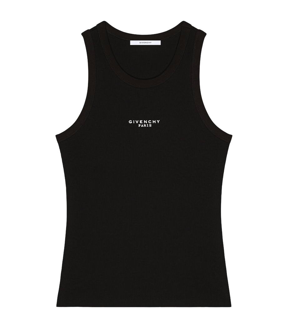 Stretch-Cotton Logo Tank Top BLACK Image 1