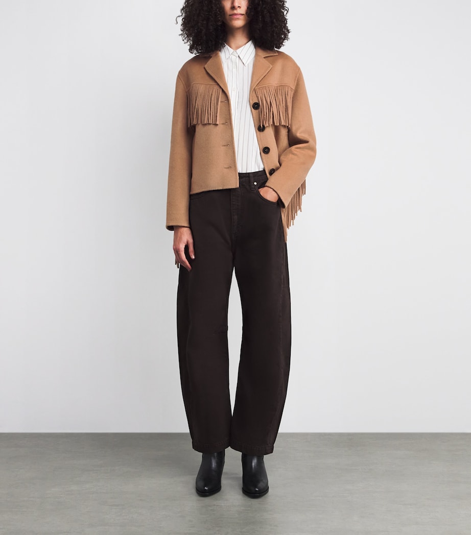 Wool-Blend Fringe Ashleigh Jacket CAMEL Image 2