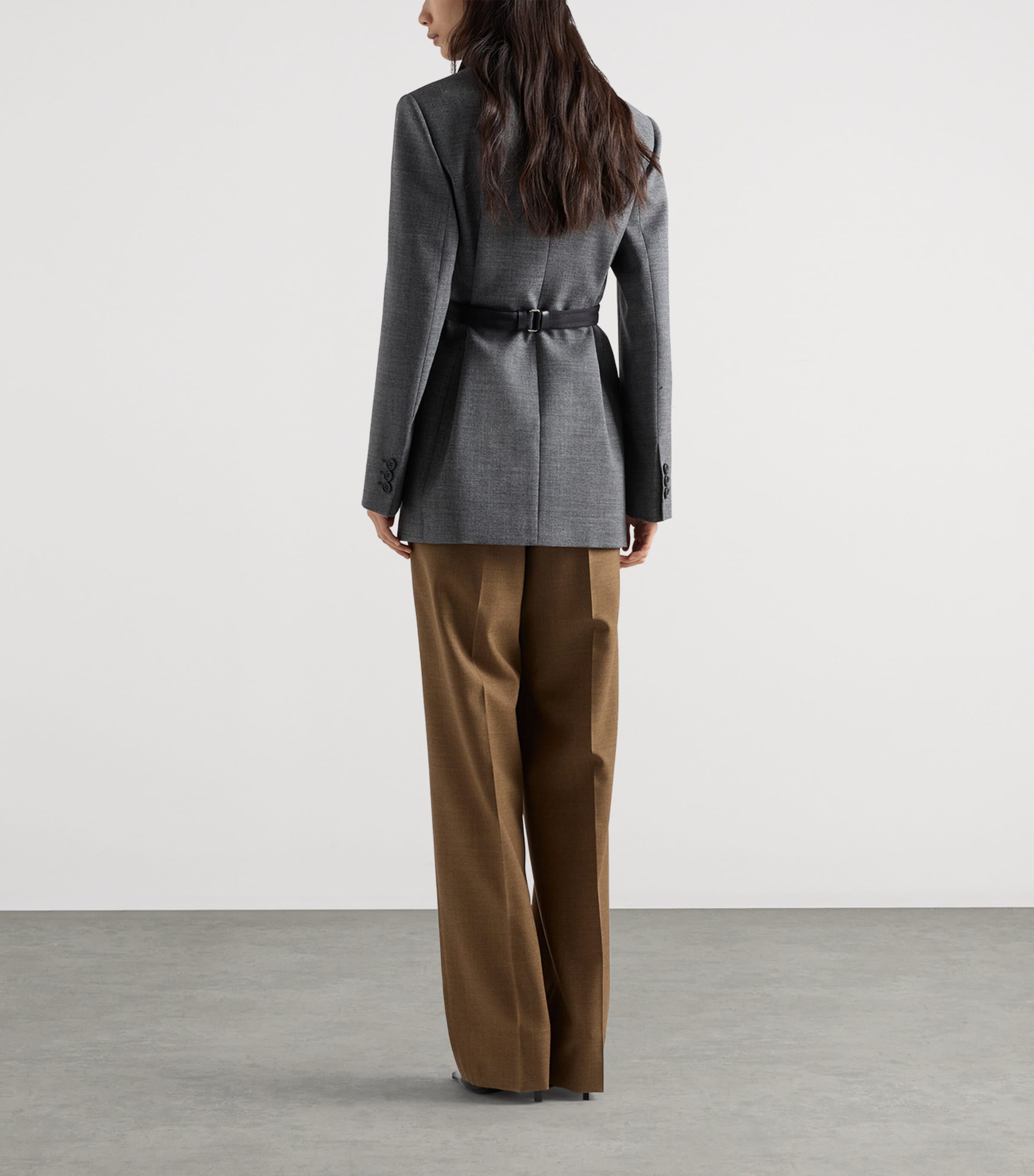 Prada Womens Single-Breasted Mélange Hopsack Blazer Grey Image 5