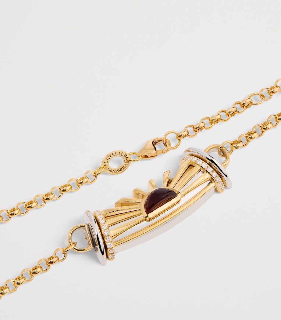 Big Yellow Gold, Diamond and Garnet Lot N*91 Warrior Dawn Necklace YELLOW GOLD Image 4