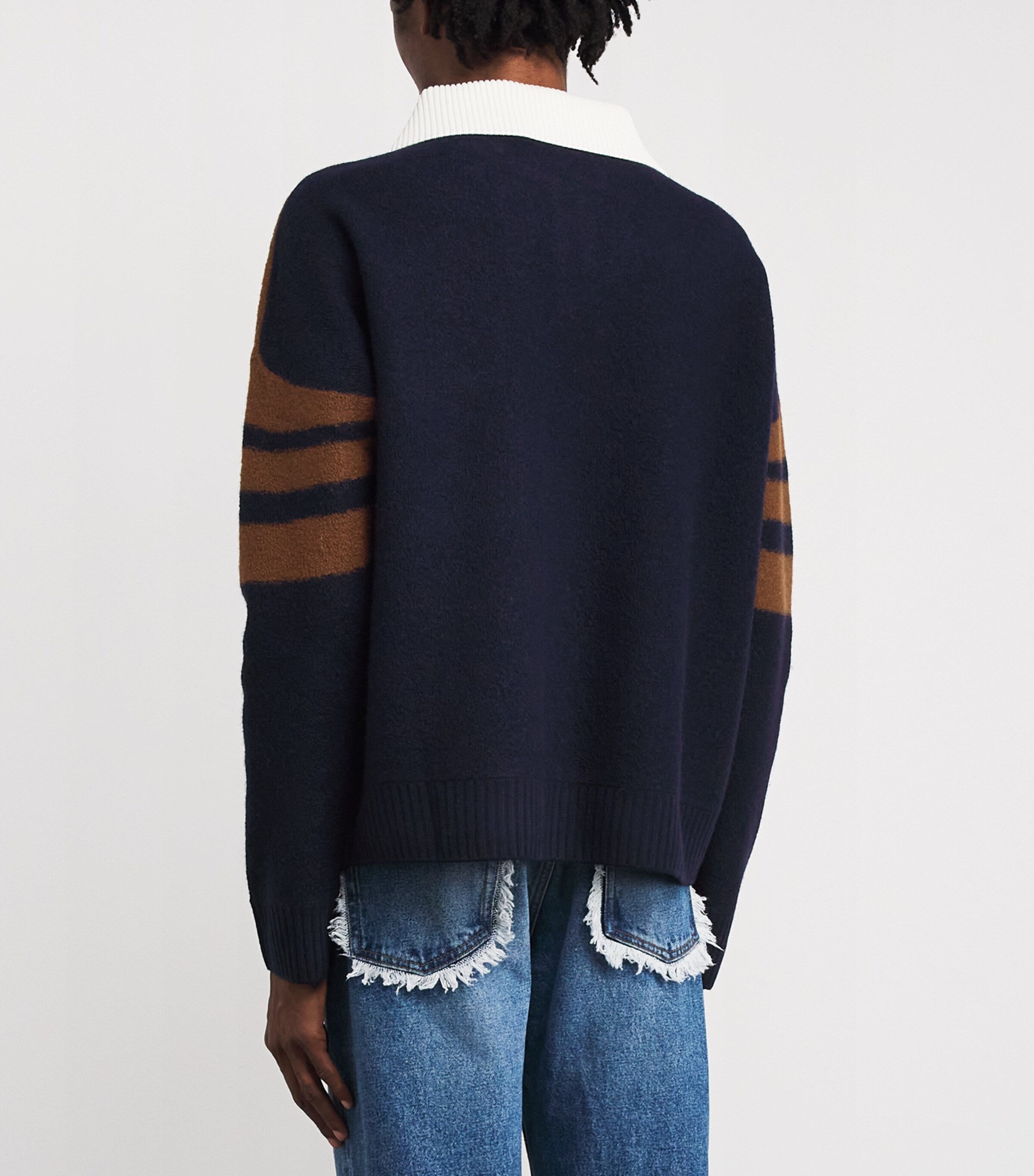 Wales Bonner Mens Wool Calm Sweater Brown / Navy Image 4