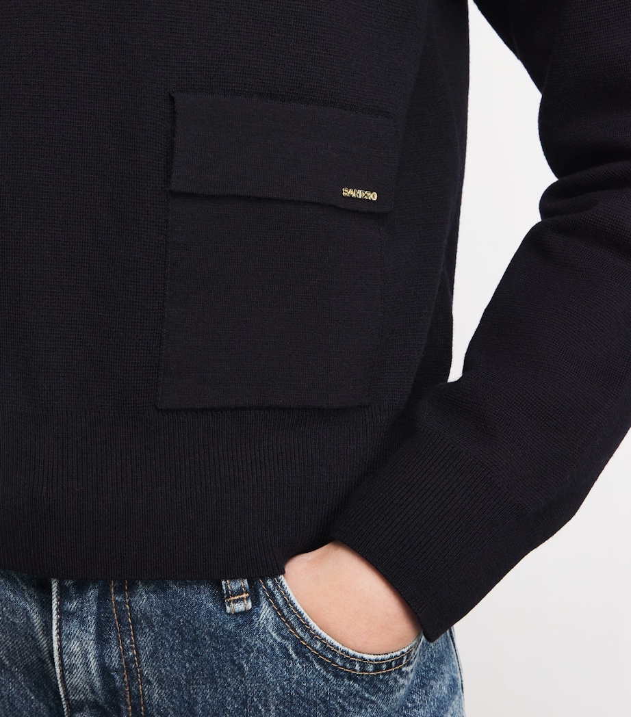 Wool V-Neck Sweater NAVY BLUE Image 6