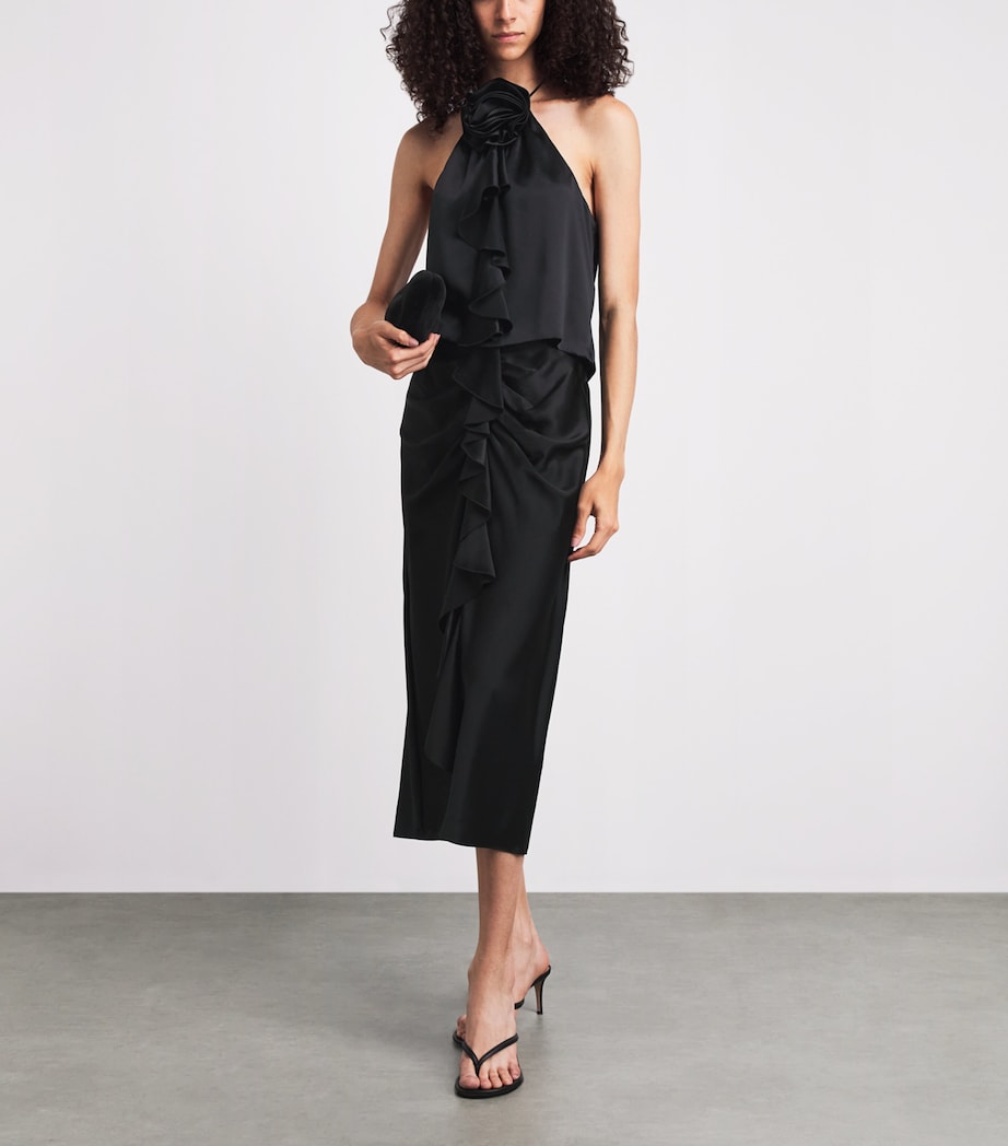 Cinq A Sept Womens Silk Cynthia Midi Skirt Black Image 2