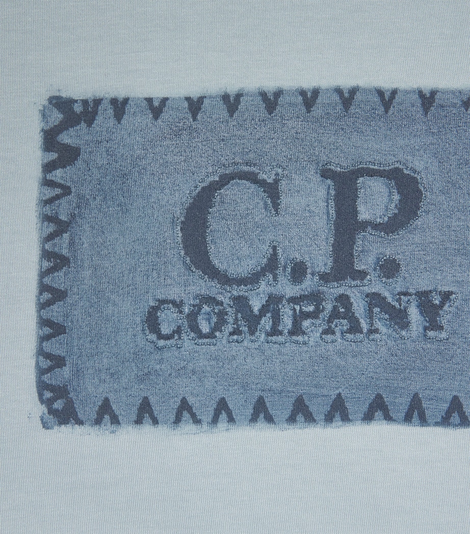 C.P. Company Mens Cotton Stamp Logo T-Shirt Silver Blue Image 6