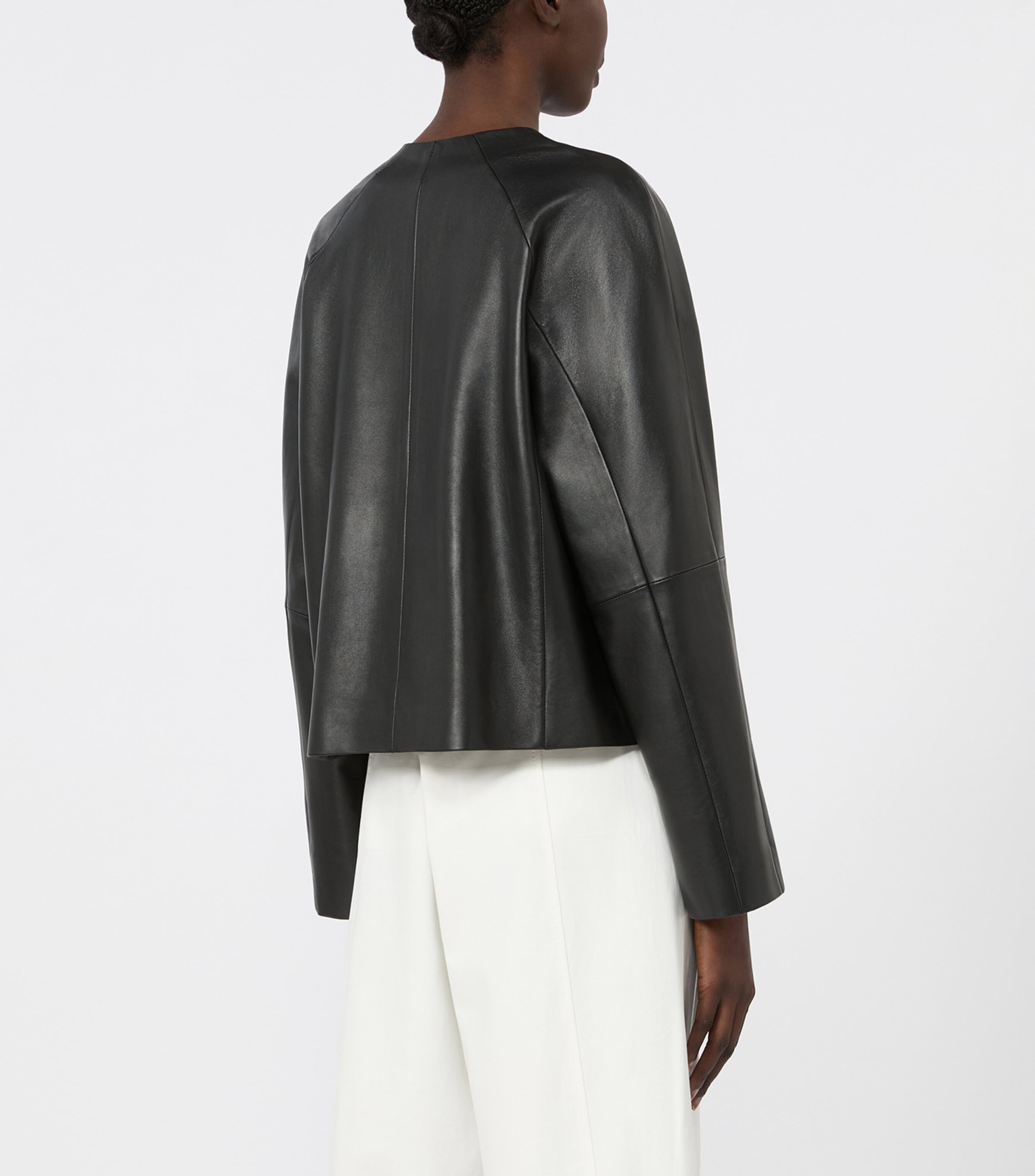 Max Mara Womens Leather Jacket Black Image 4