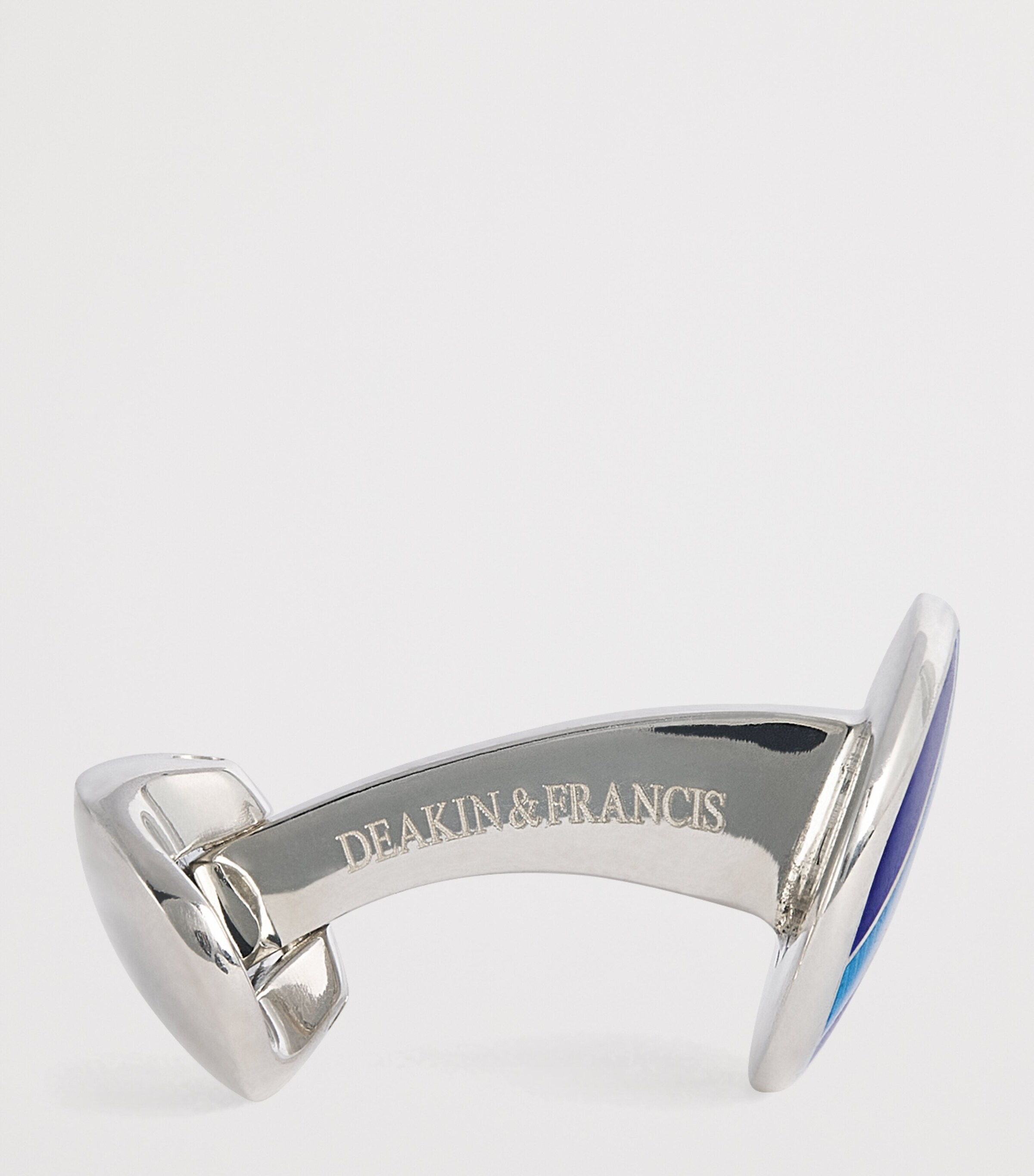 Deakin & Francis Sterling Silver Denim Enamel Cufflinks Blue Image 4