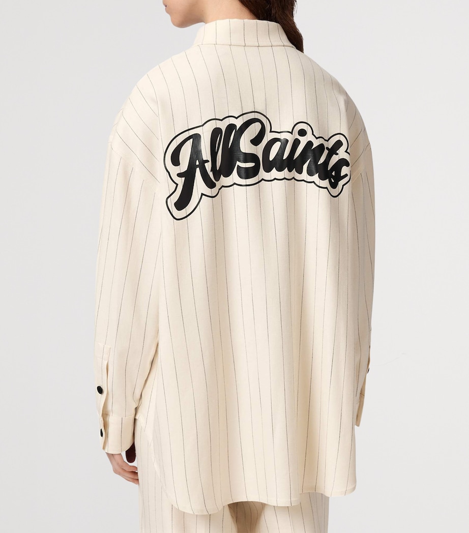 AllSaints Womens Stripe Olga Shirt Cream White Image 4