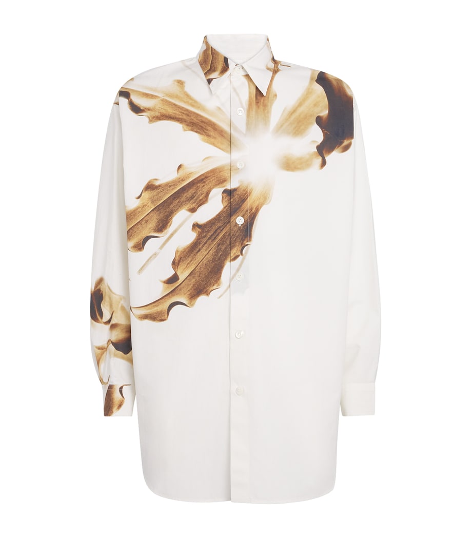 Cotton Placed Flame Lily Shirt TAN Image 1