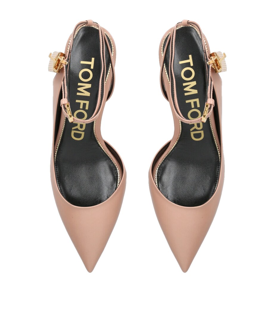 TOM FORD Leather Slingback Pumps 55 Tan Image 4