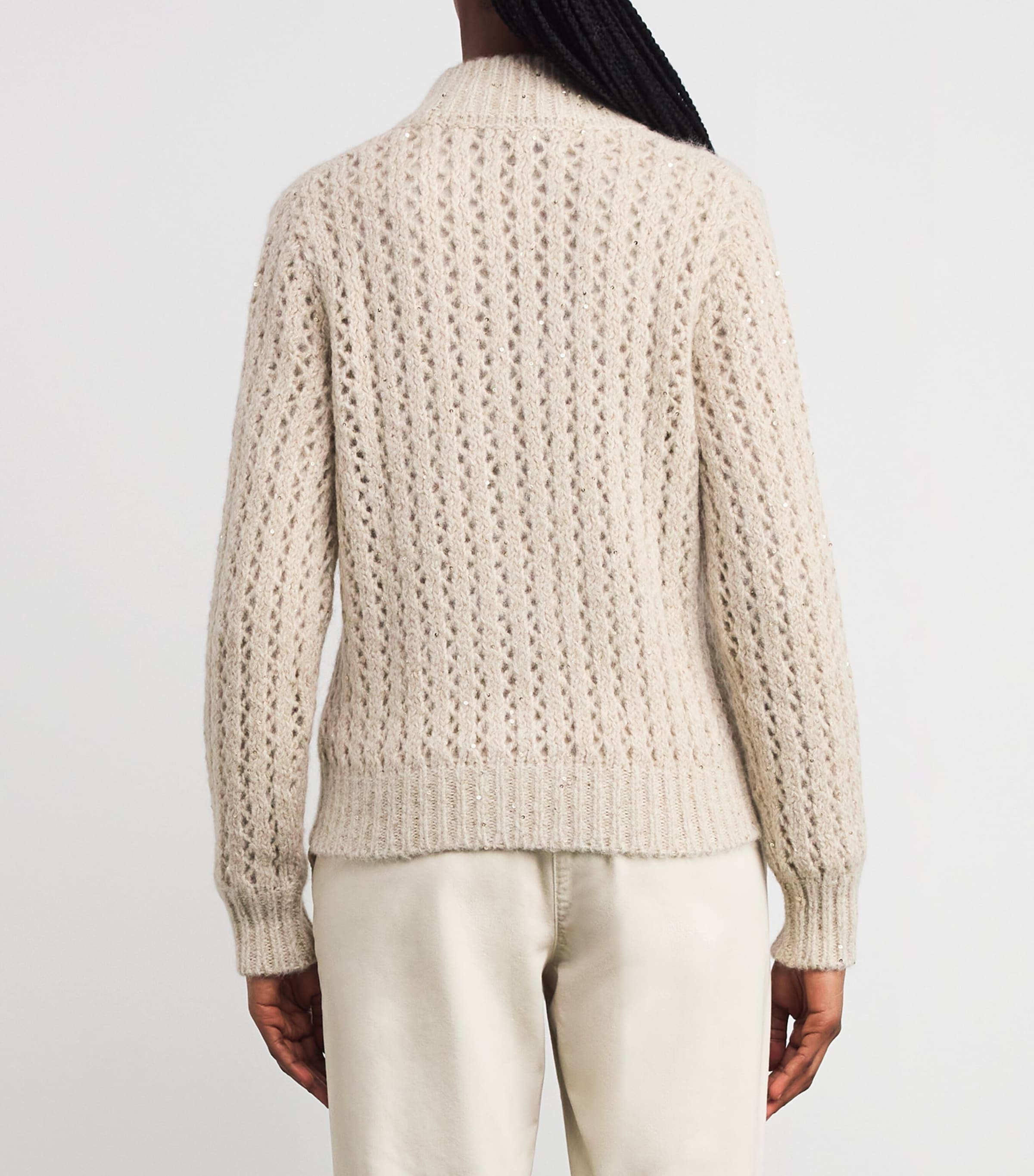 Wool-Blend Sequin Zip-Up Cardigan SABBIA Image 4