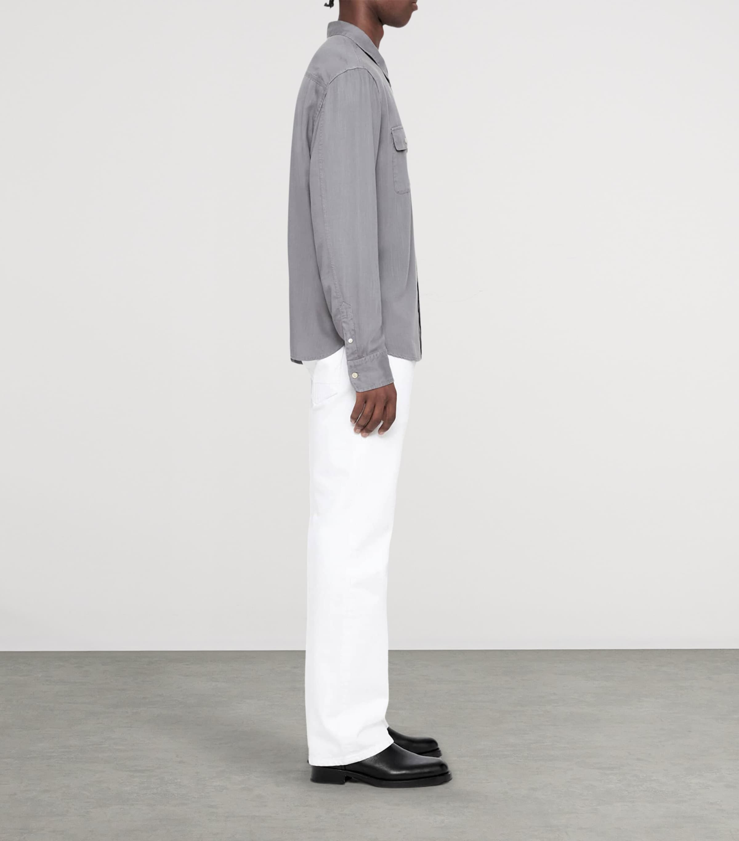 AllSaints Mens Bond Shirt Cloud Grey Image 5