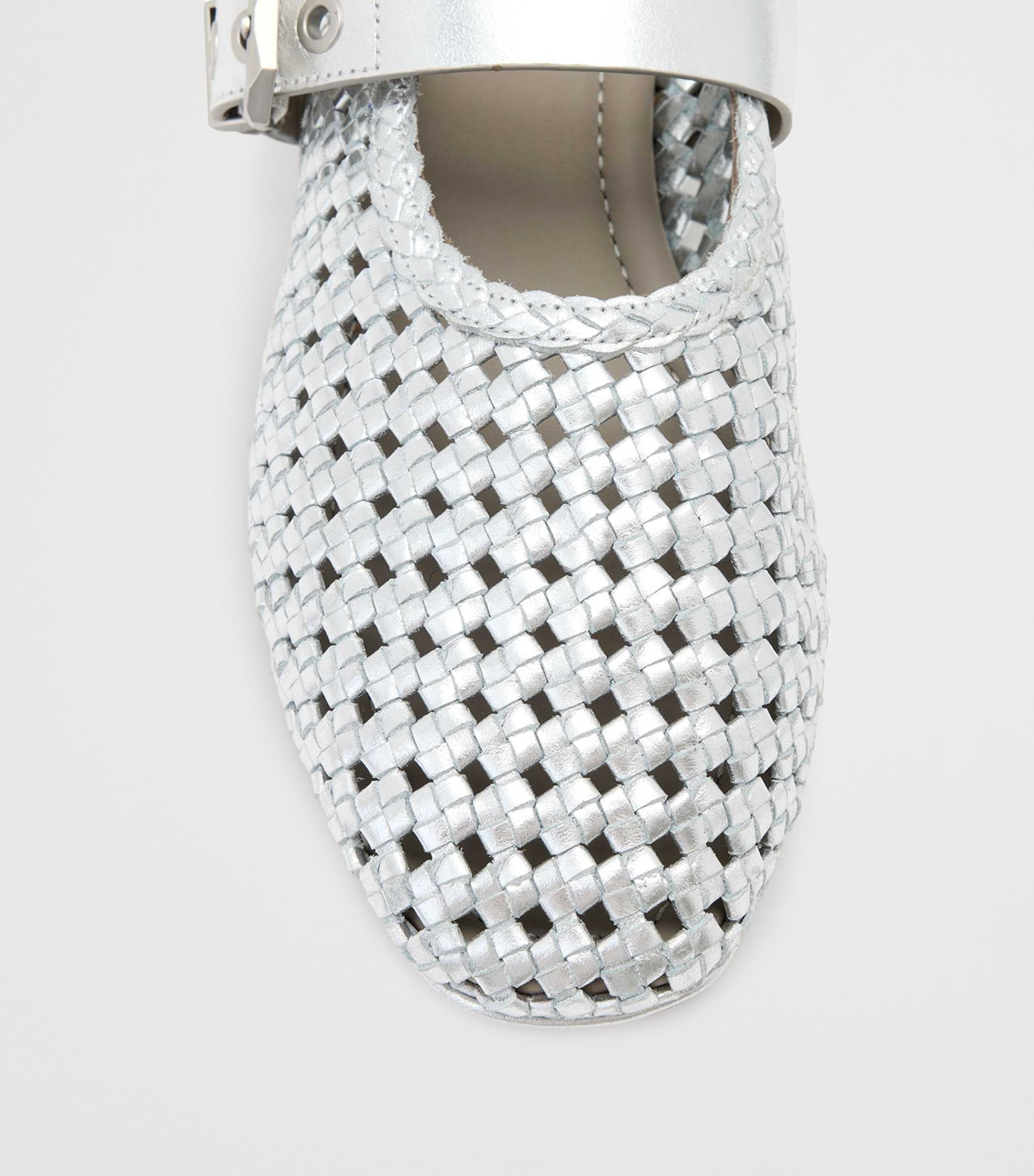AllSaints Woven Leather Sabine Ballet Flats Silver Image 4