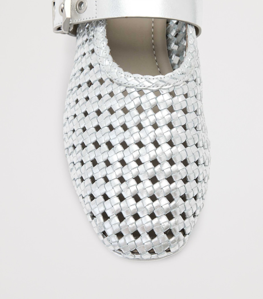 AllSaints Woven Leather Sabine Ballet Flats Silver Image 4