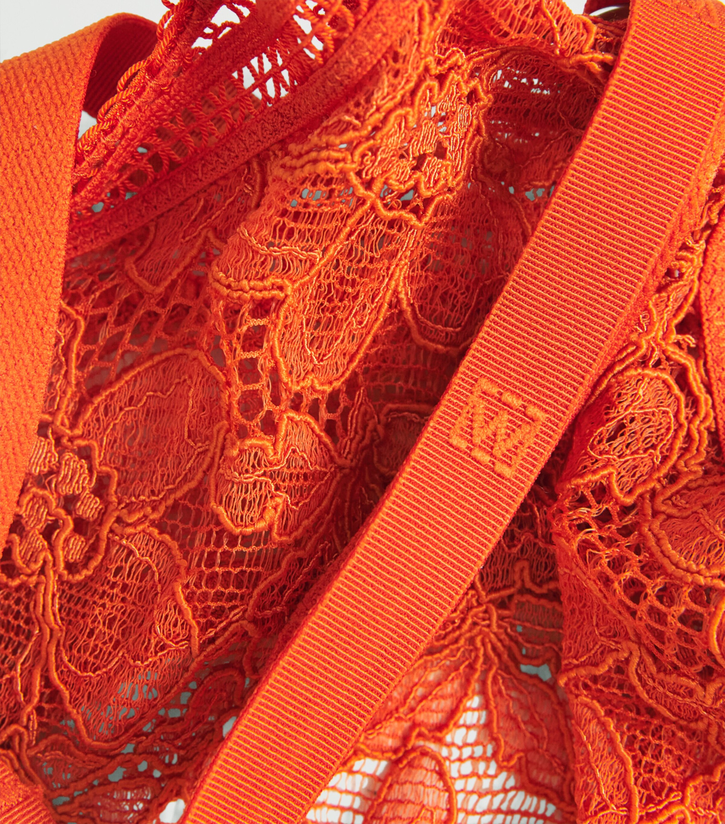 Wolford Womens Graphic Lace Underwired Bra Pumpkin Red Image 4
