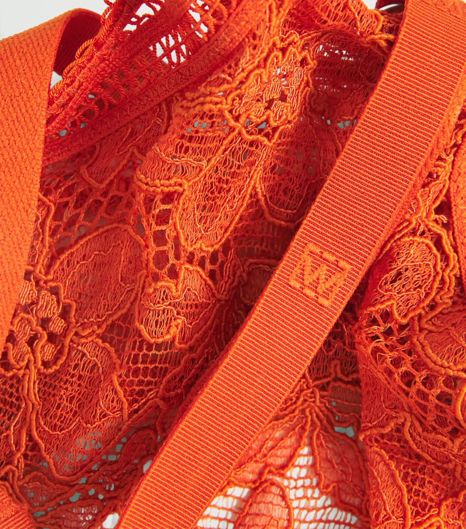 Wolford Womens Graphic Lace Underwired Bra Pumpkin Red Image 4