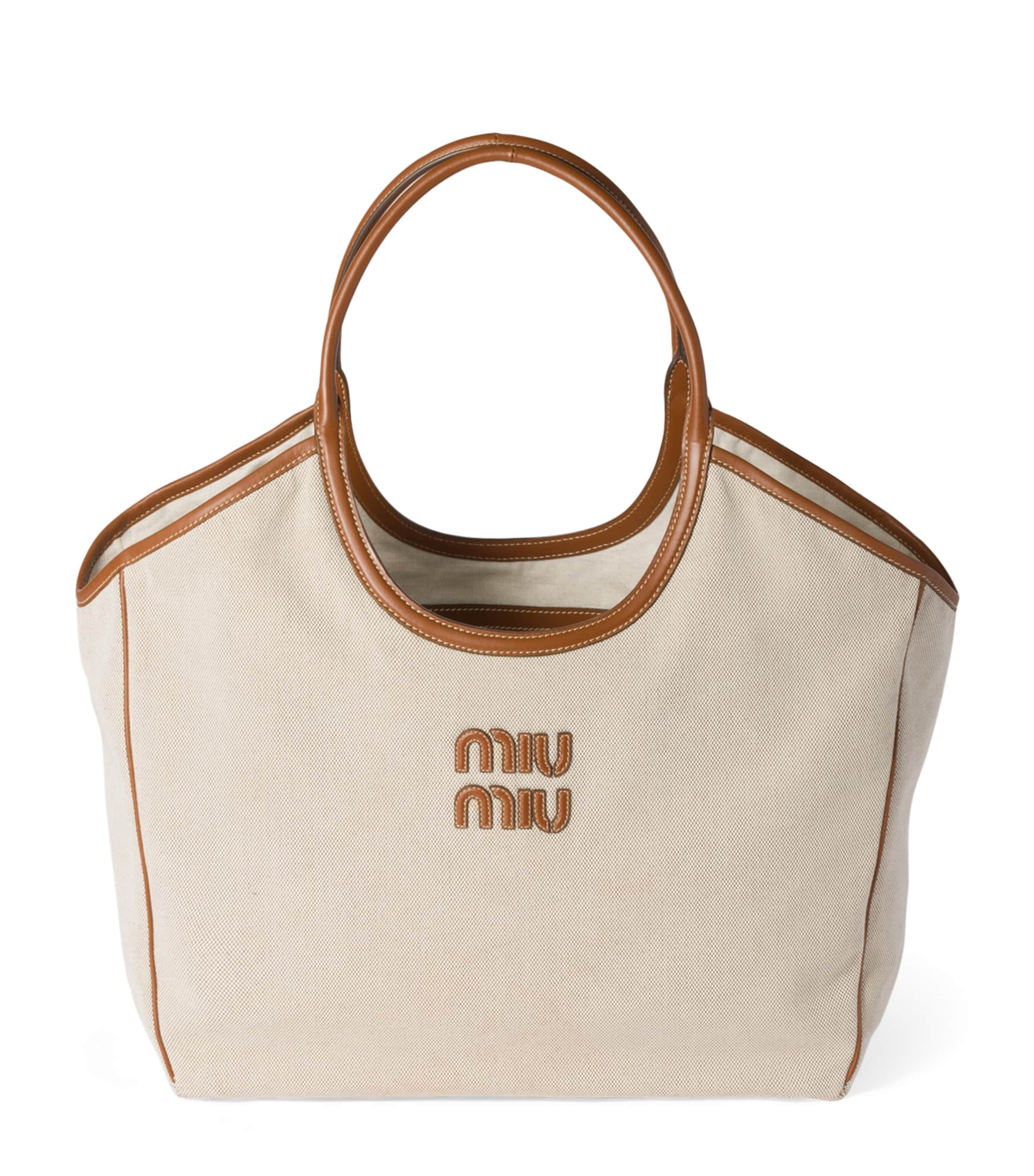 Miu Miu Large Canvas-leather Ivy Tote Bag