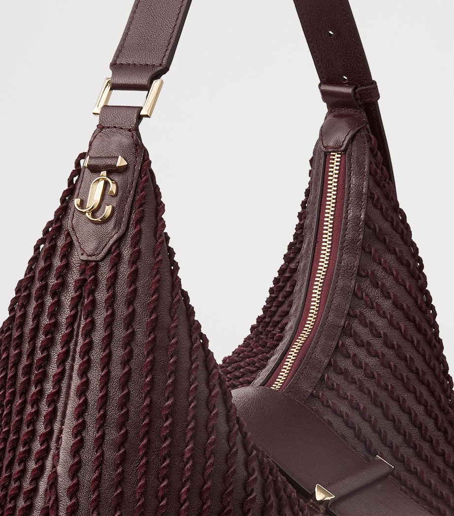 Jimmy Choo Bar Leather Fringed Shoulder Bag Deep Merlot/deep Mer Image 5