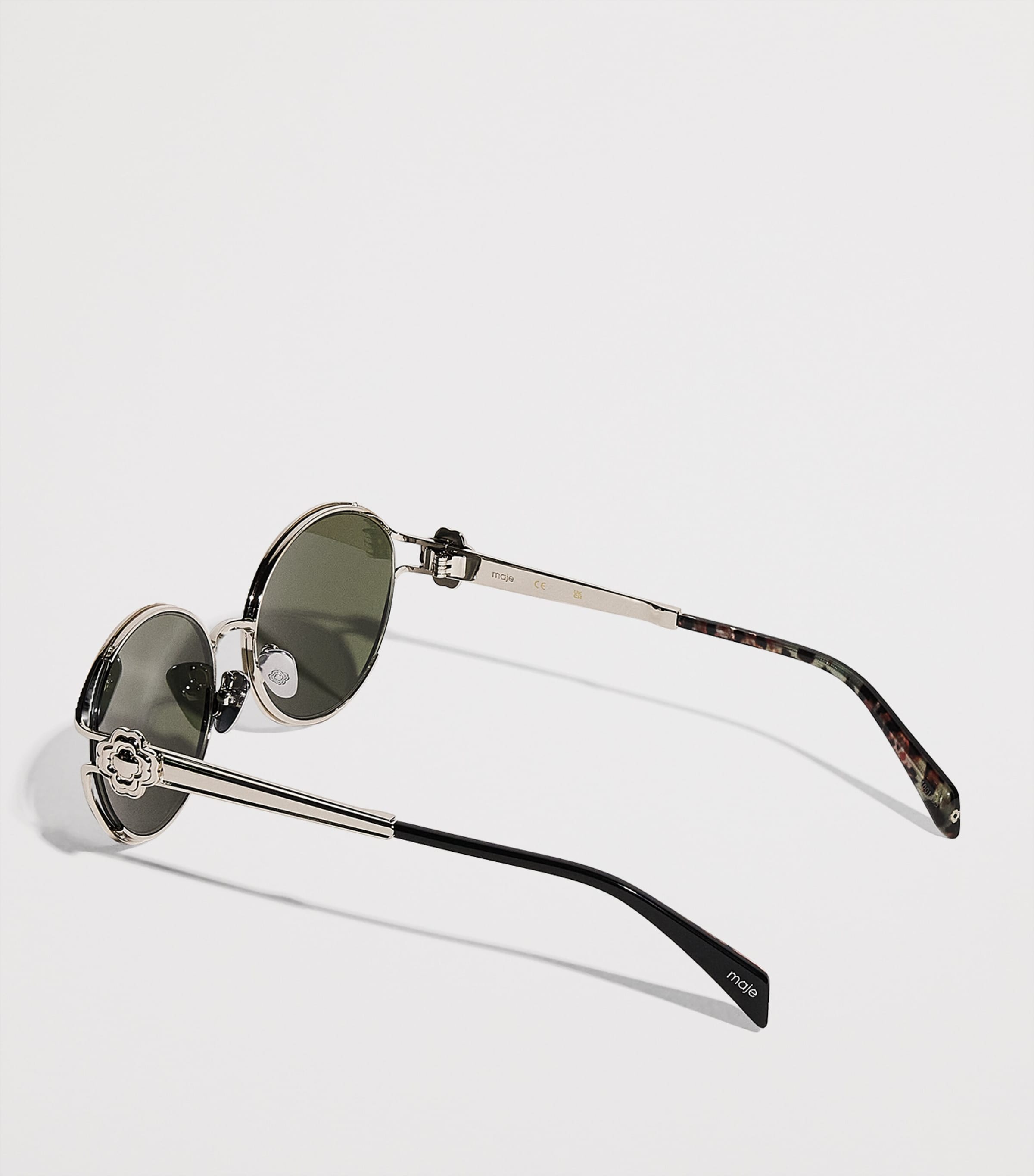 Metal Round Sunglasses SILVER Image 3