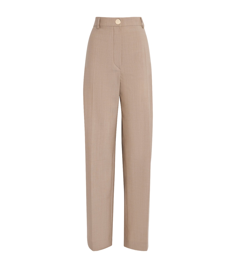 Virgin Wool Wide-Leg Trousers 001 BEIGE SHADED Image 1