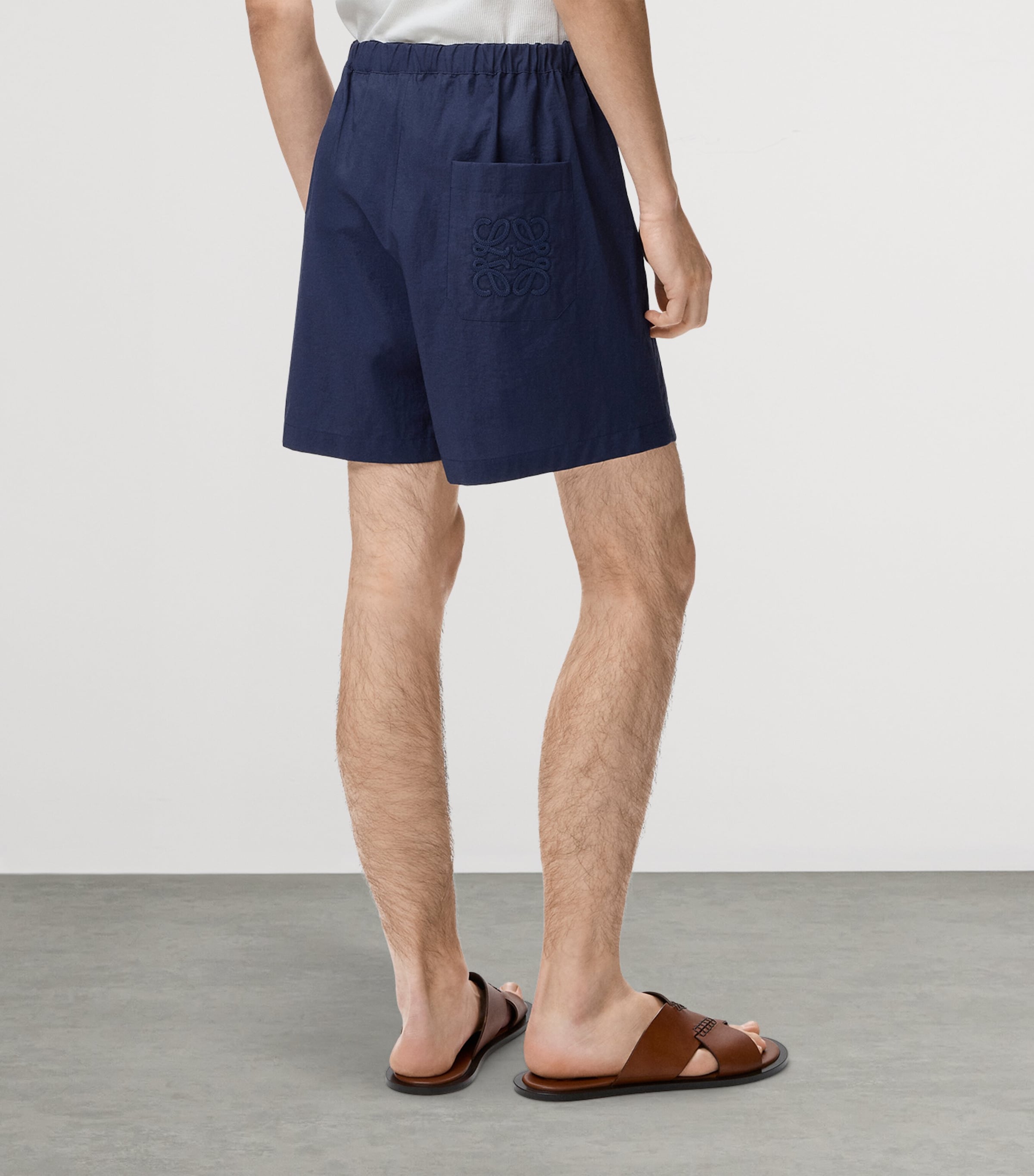 LOEWE Mens x Paula’s Ibiza Poplin Shorts Navy Blue Image 4