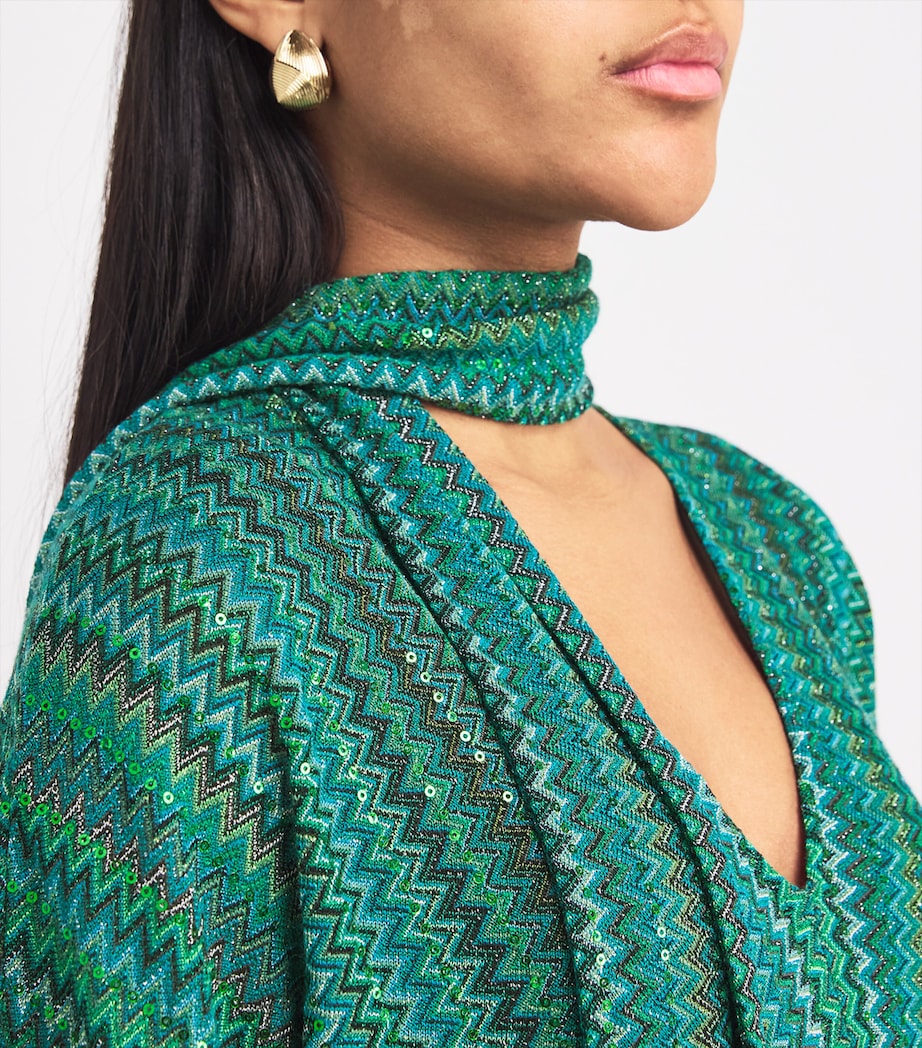 Fringed Zigzag Kaftan S614K EMRLD TEAL BLK Image 6