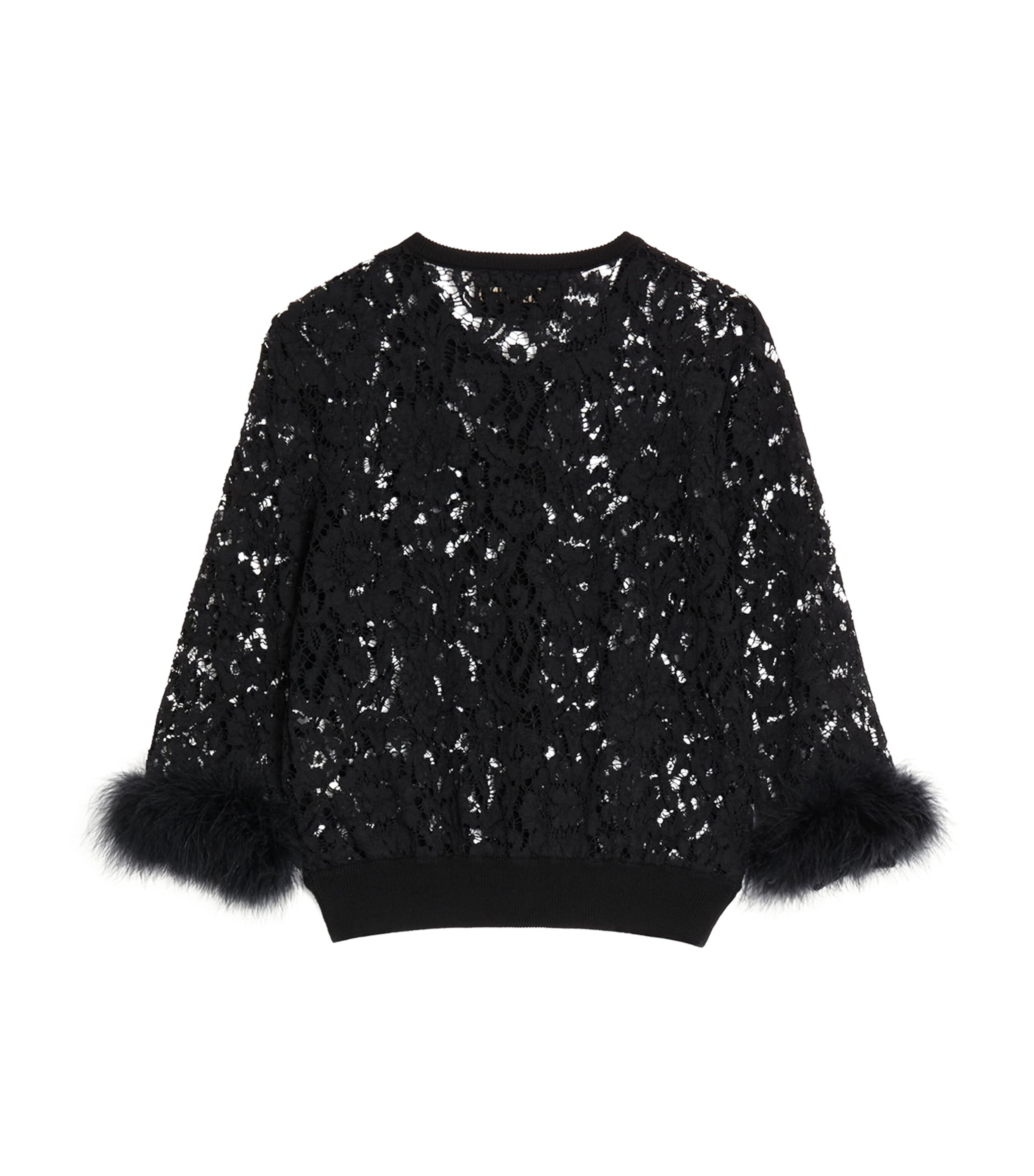 Lace Feather-Trim Cardigan 0NO Image 2